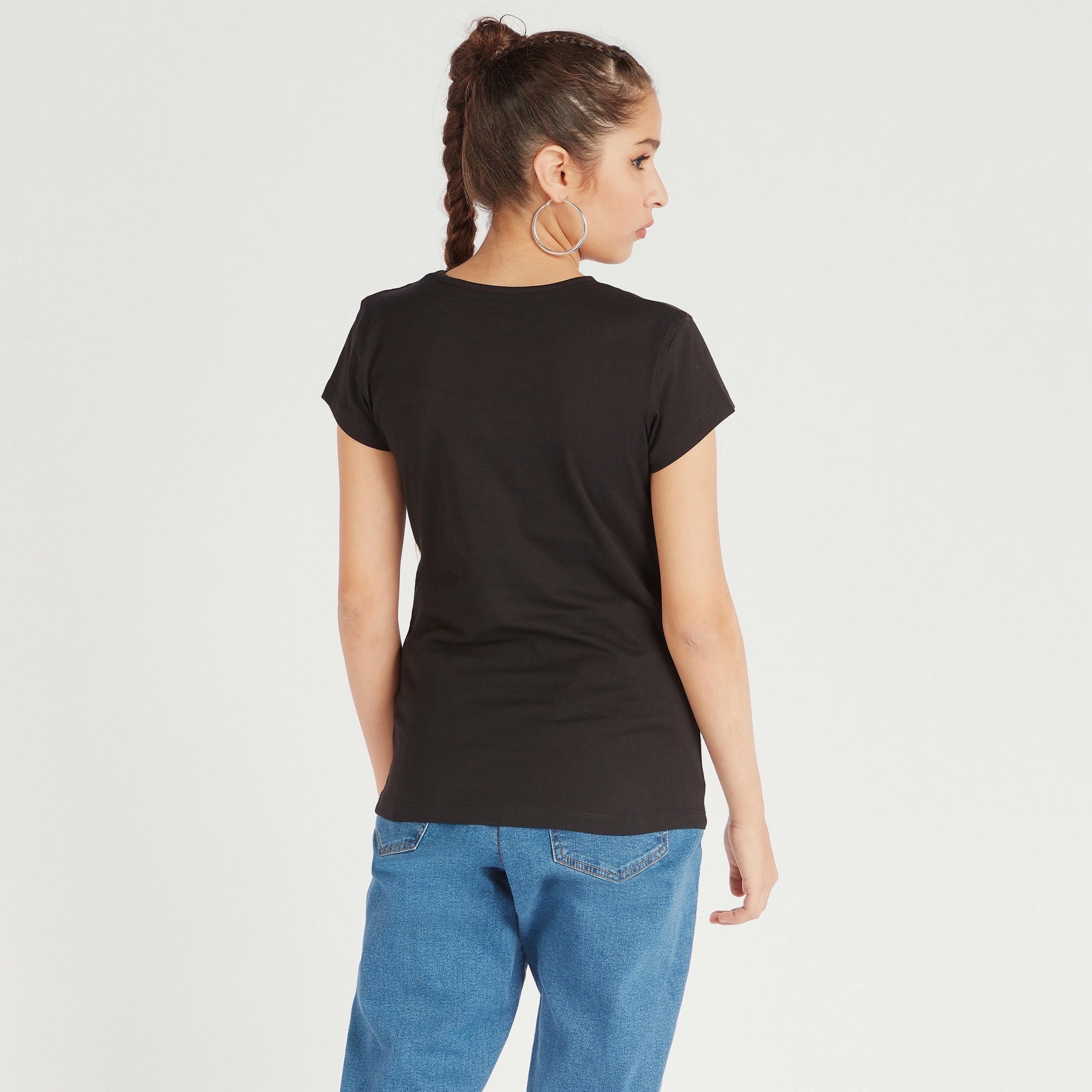 تيشيرت بياقة ضيّقة وأكمام كاب وطَبعات-women-clothing-tshirts-image-1
