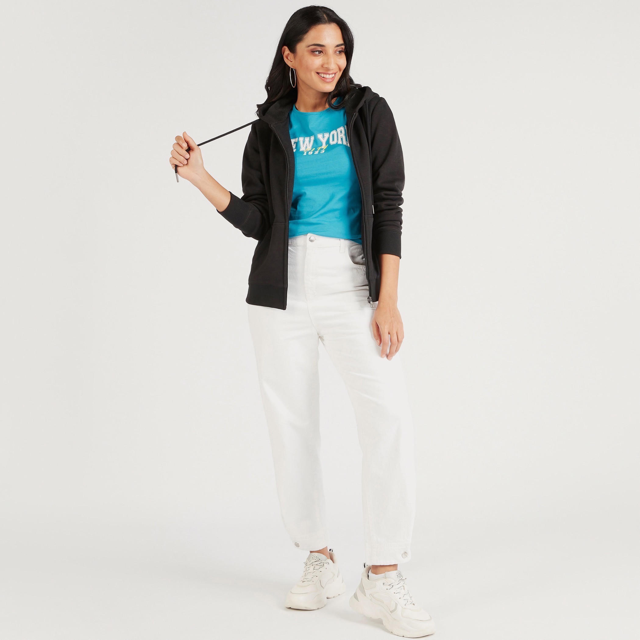 Printed Crew Neck T-shirt with Cap Sleeves-women-clothing-tshirts-image-2