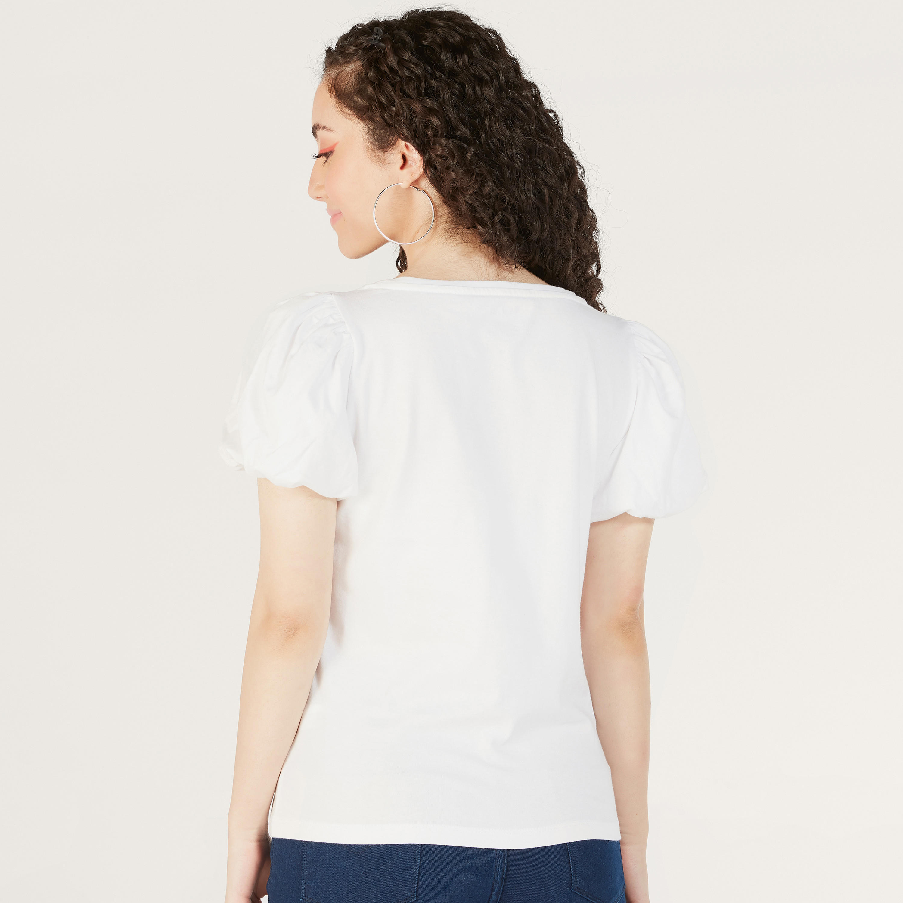 Solid Round Neck Top with Balloon Sleeves-women-clothing-shirtsandblouses-blouses-image-21