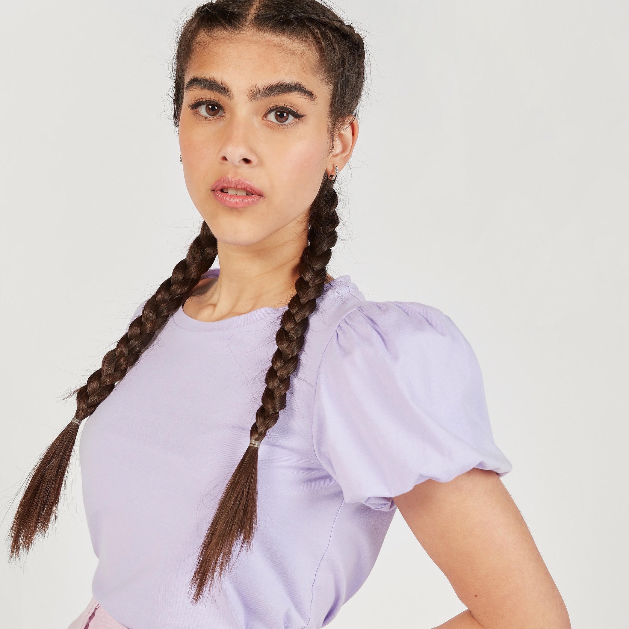 Solid Round Neck Top with Balloon Sleeves-women-clothing-shirtsandblouses-blouses-image-7