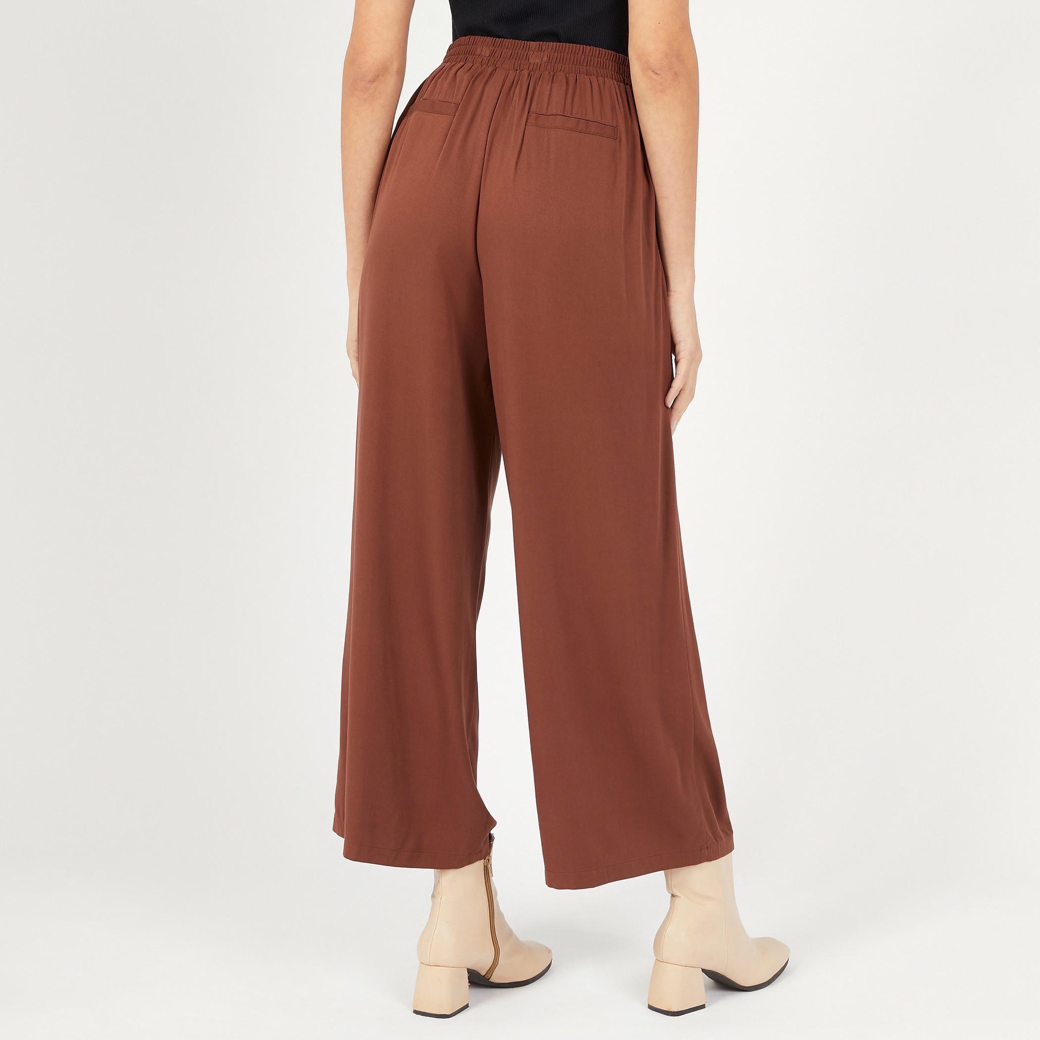 بنطلون بالازو بخصر مطاطي ورباط وجيوب -women-clothing-bottoms-trousers-image-4