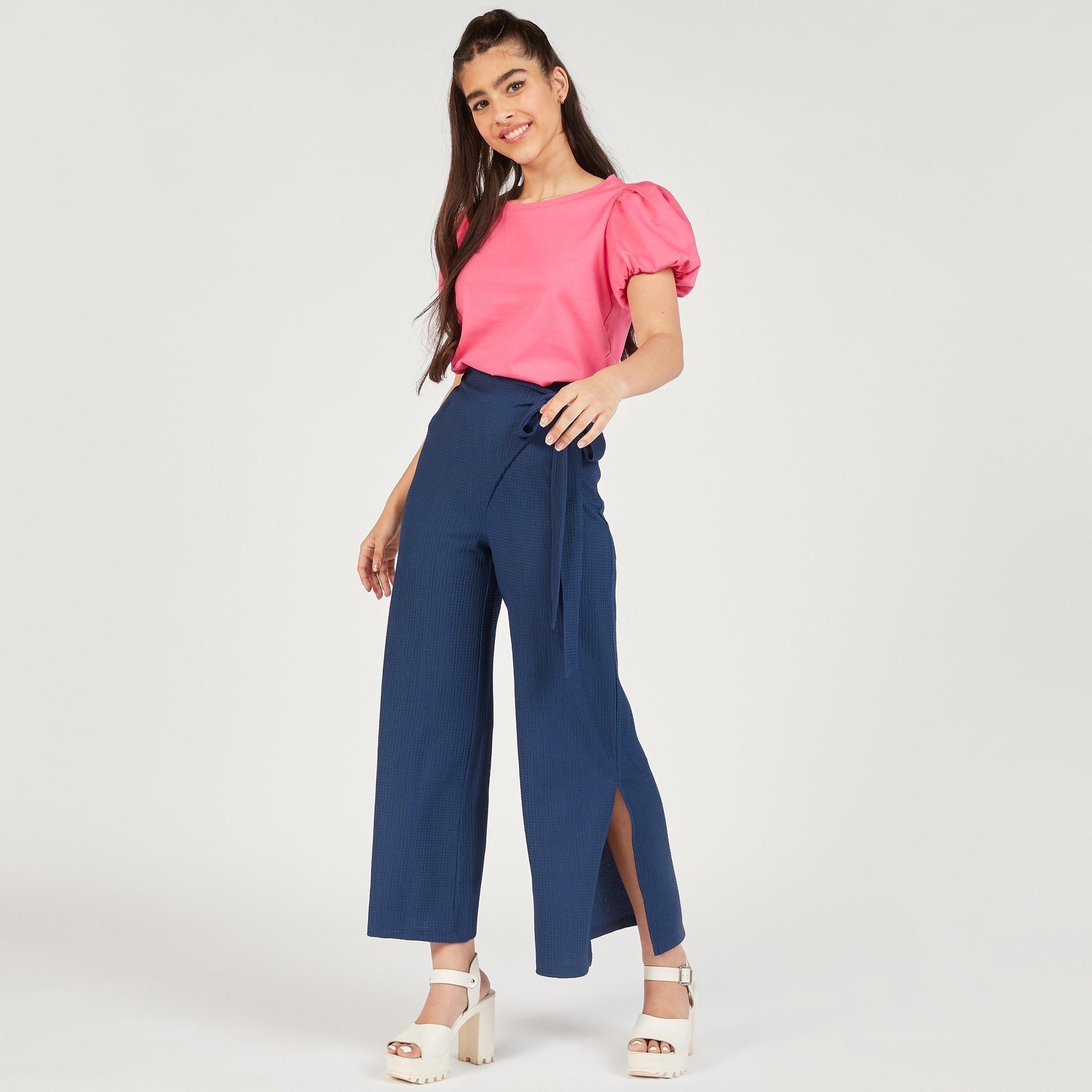 Solid Round Neck Top with Balloon Sleeves-women-clothing-shirtsandblouses-blouses-image-10