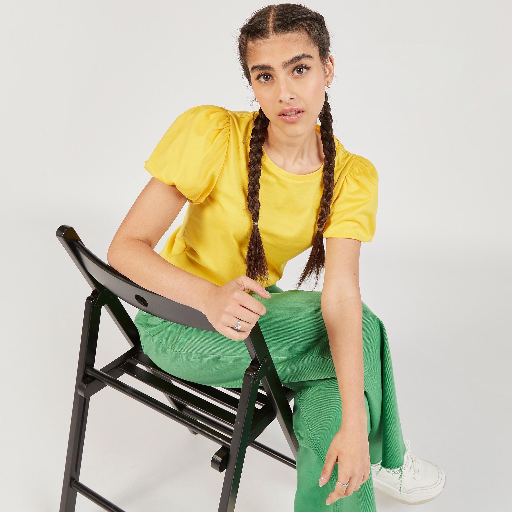 Solid Round Neck Top with Balloon Sleeves-women-clothing-shirtsandblouses-blouses-image-13