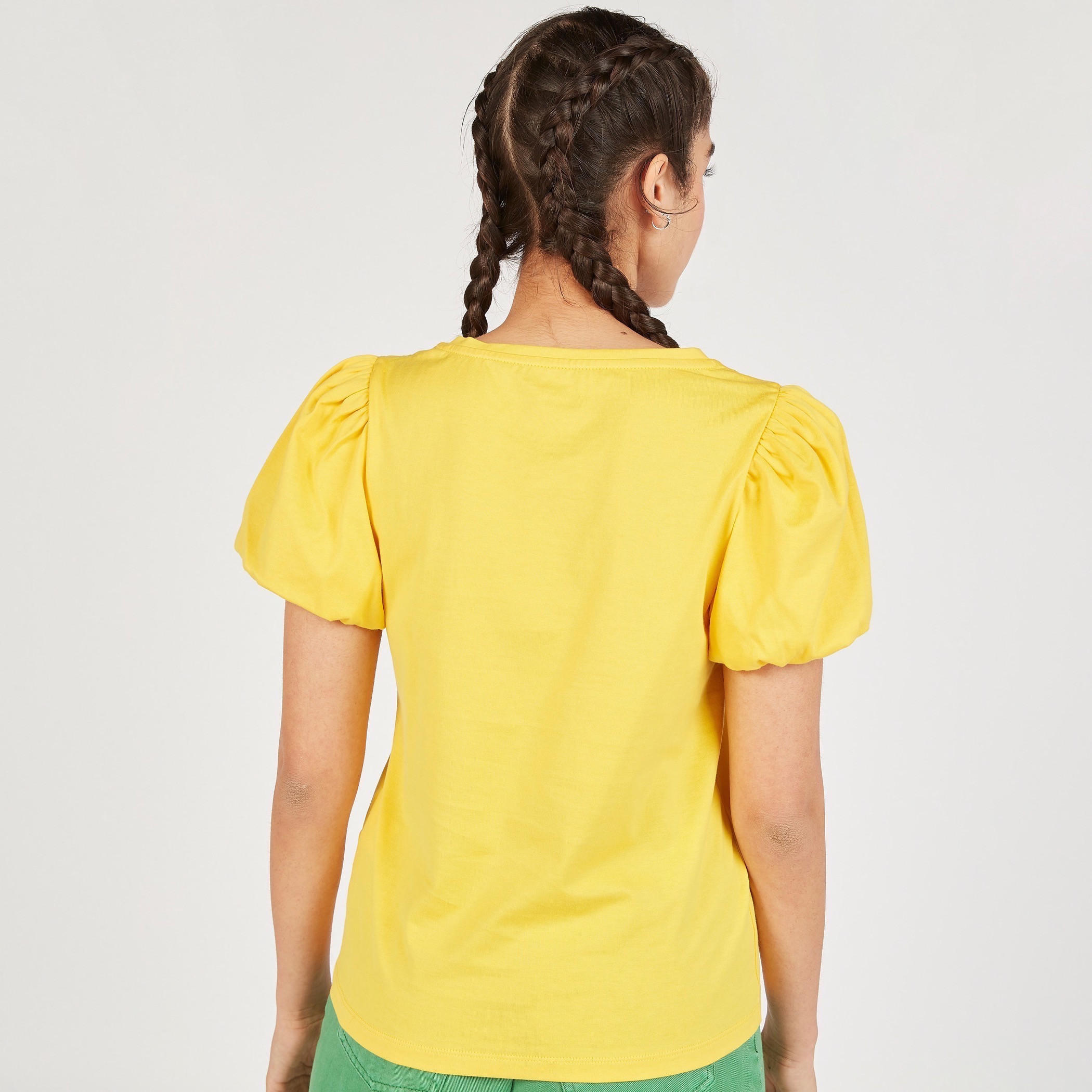 Solid Round Neck Top with Balloon Sleeves-women-clothing-shirtsandblouses-blouses-image-16