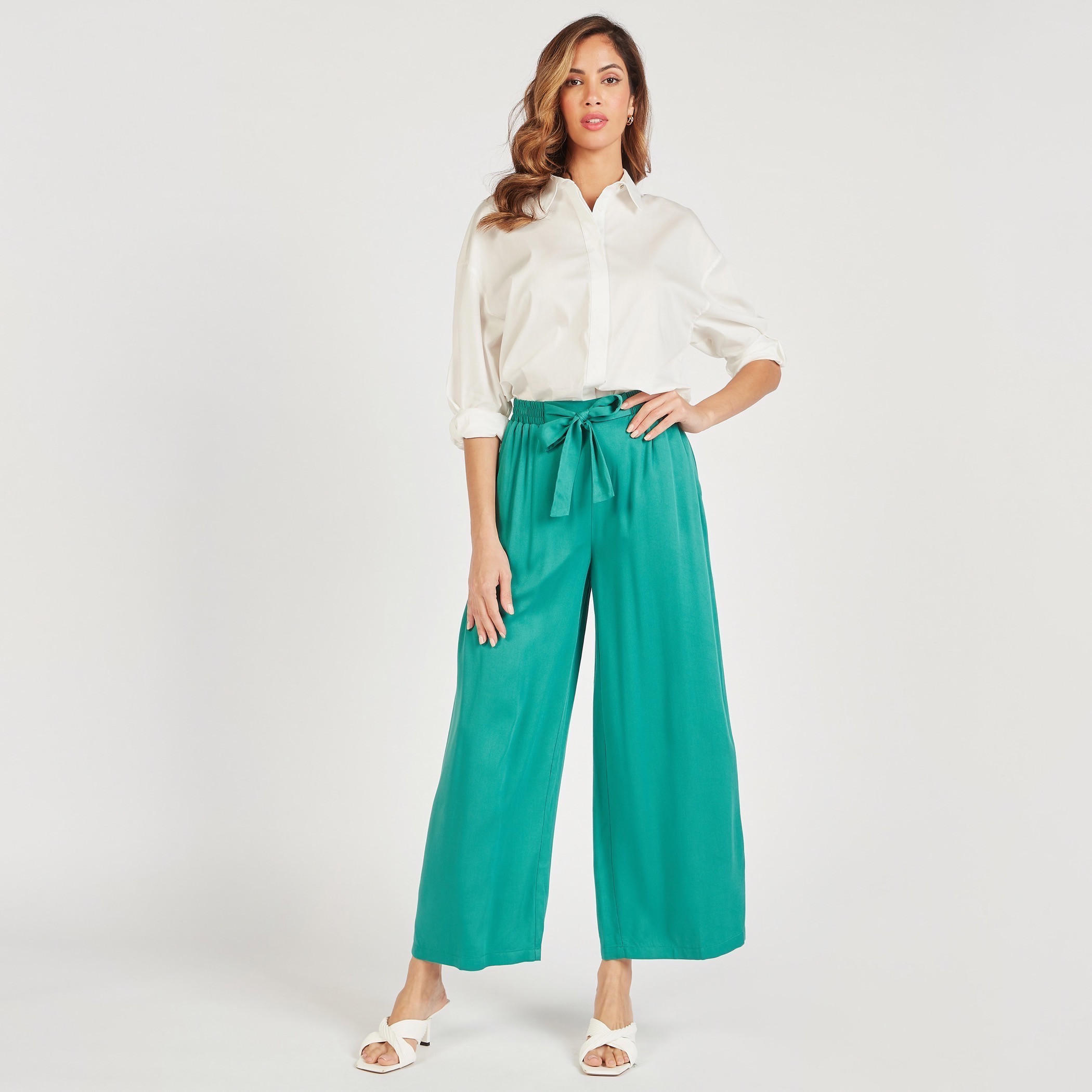 Solid Flexi Waist Palazzo Pants with Tie-Up and Pockets-women-clothing-bottoms-trousers-image-2