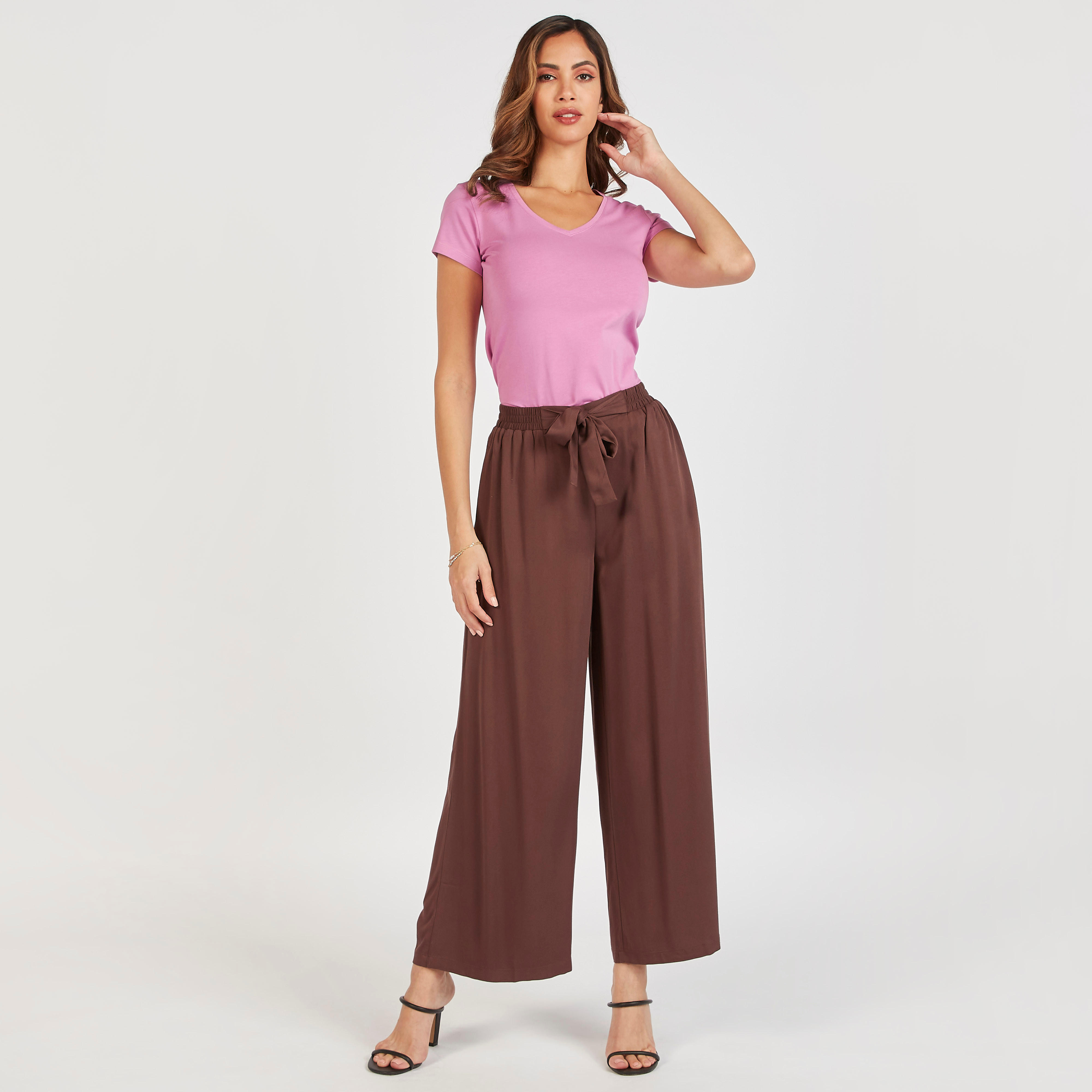 Solid Flexi Waist Palazzo Pants with Tie-Up and Pockets-women-clothing-bottoms-trousers-image-2