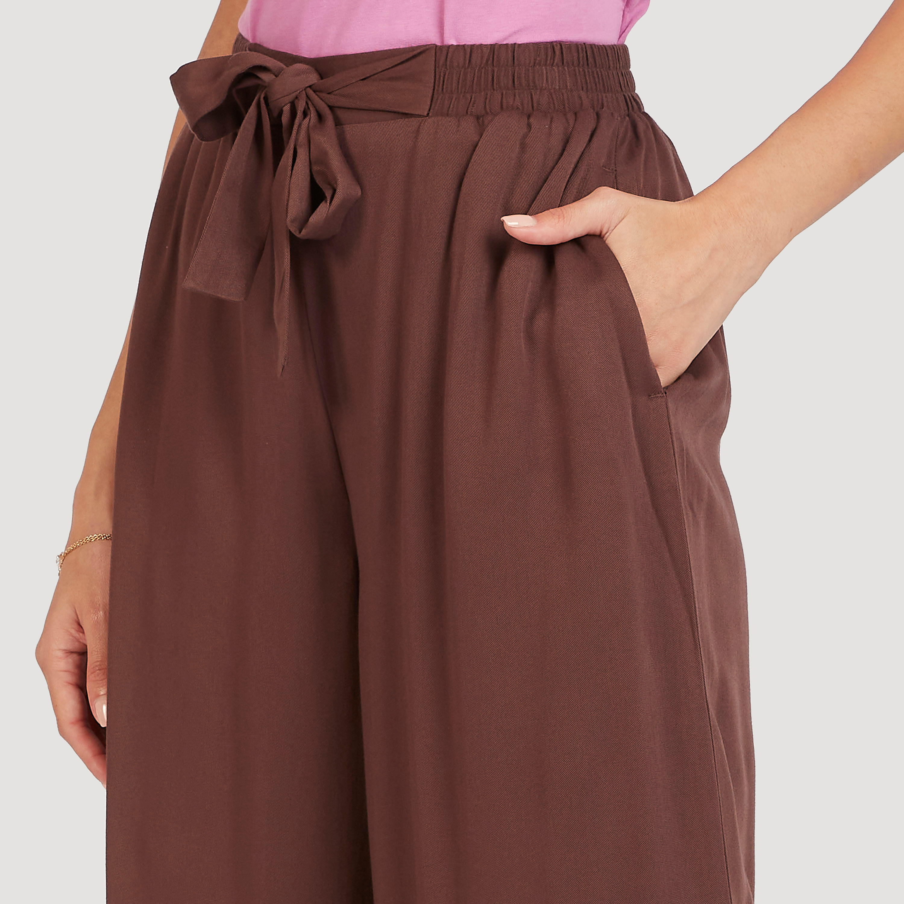 Solid Flexi Waist Palazzo Pants with Tie-Up and Pockets-women-clothing-bottoms-trousers-image-3