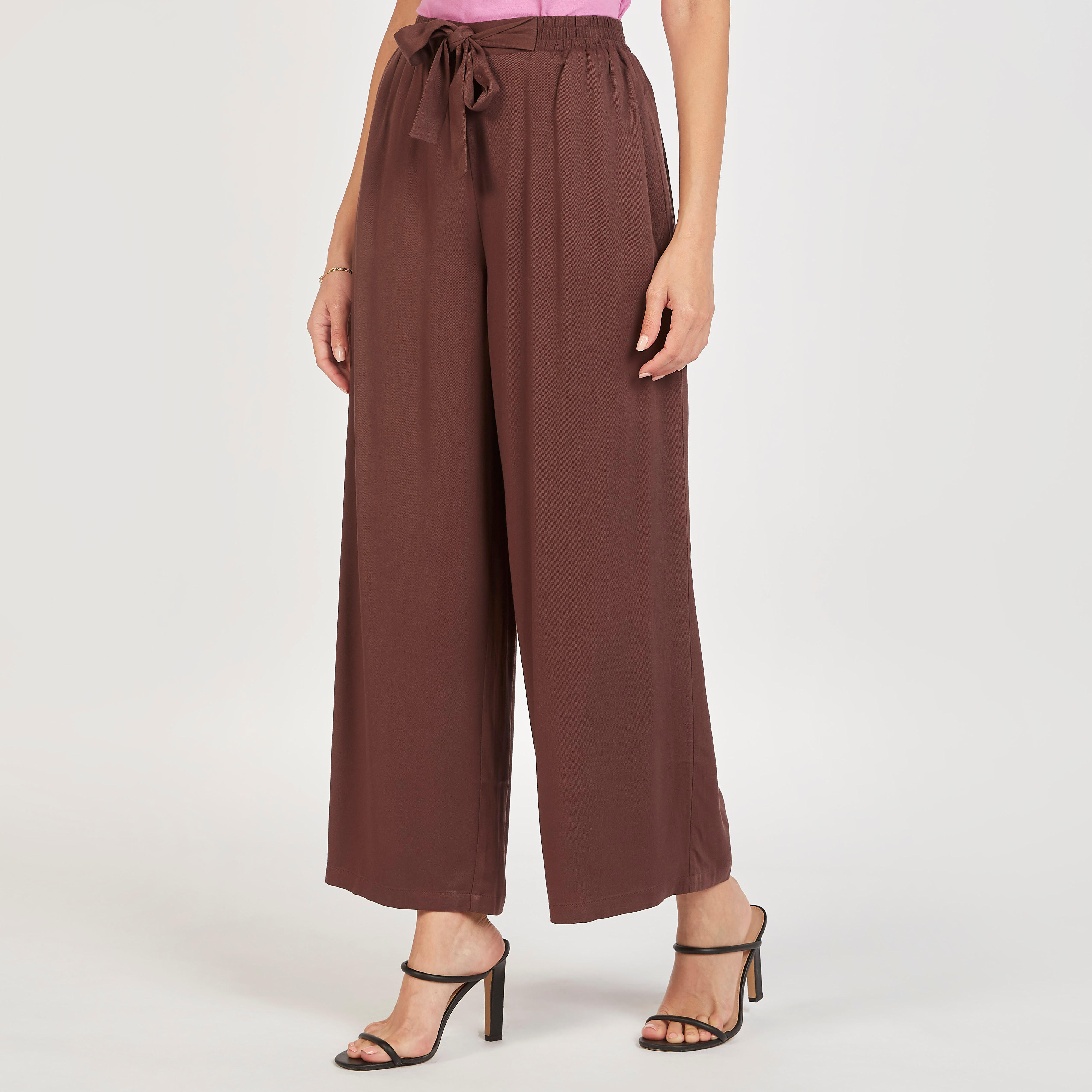 Solid Flexi Waist Palazzo Pants with Tie-Up and Pockets-women-clothing-bottoms-trousers-image-5