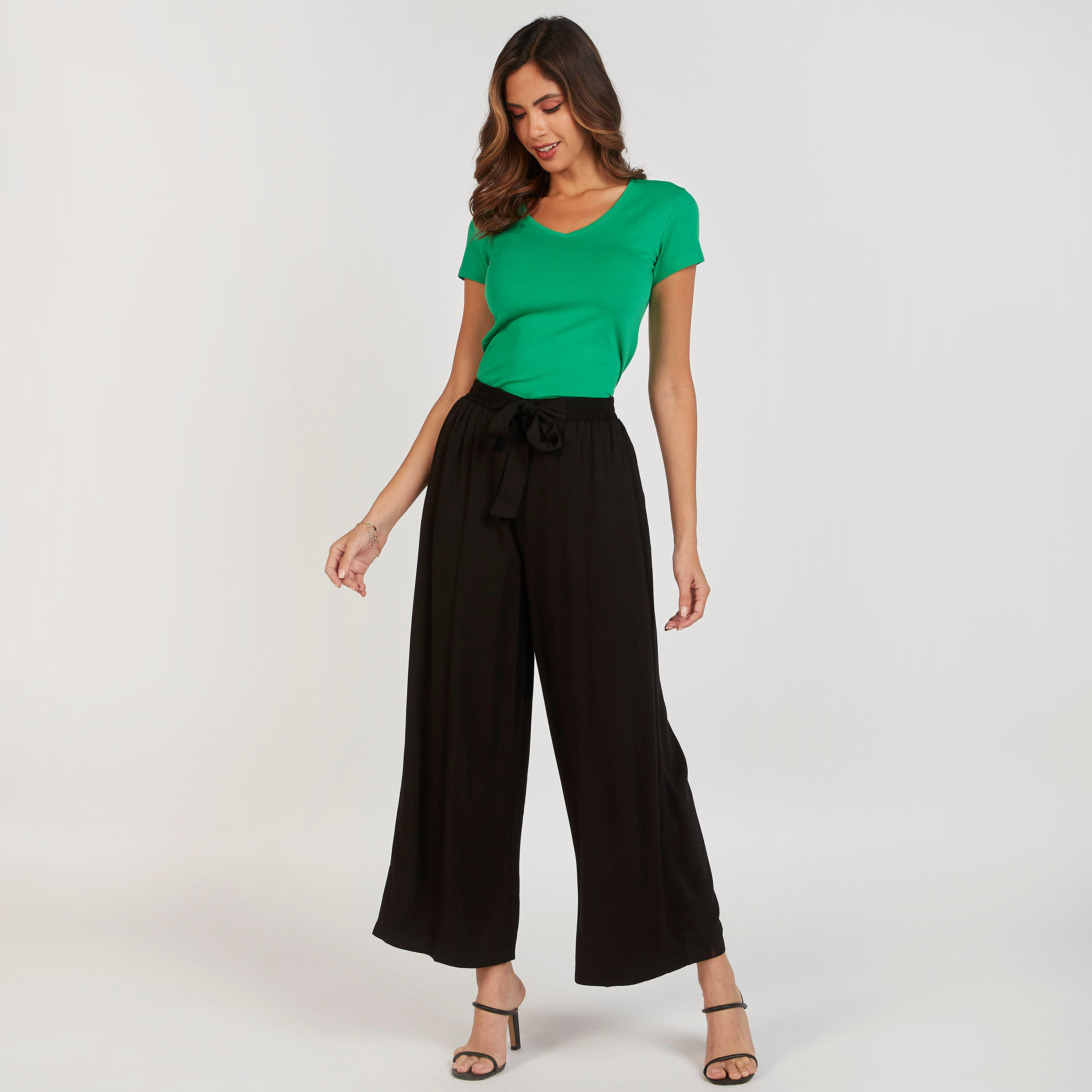 Solid Flexi Waist Palazzo Pants with Tie-Up and Pockets-women-clothing-bottoms-trousers-image-2