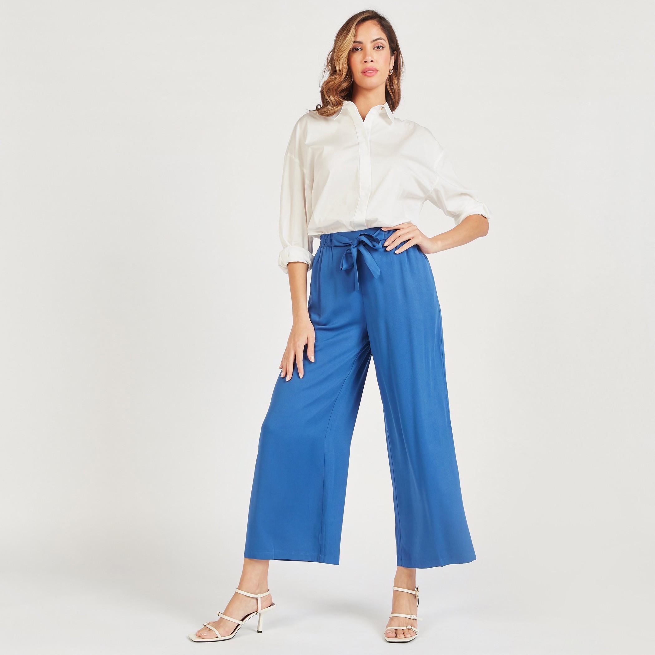 Solid Flexi Waist Palazzo Pants with Tie-Up and Pockets-women-clothing-bottoms-trousers-image-2