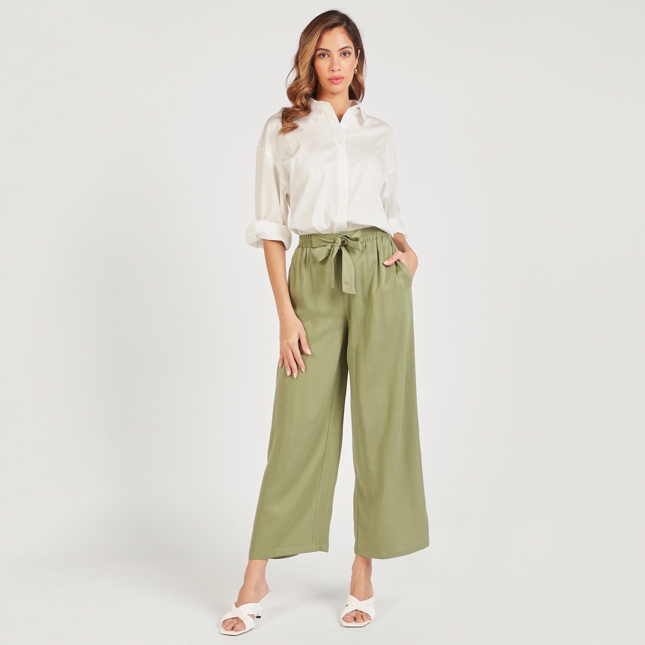بنطلون بالازو سادة بخصر مطاطي ورباط وجيوب-women-clothing-bottoms-trousers-image-2