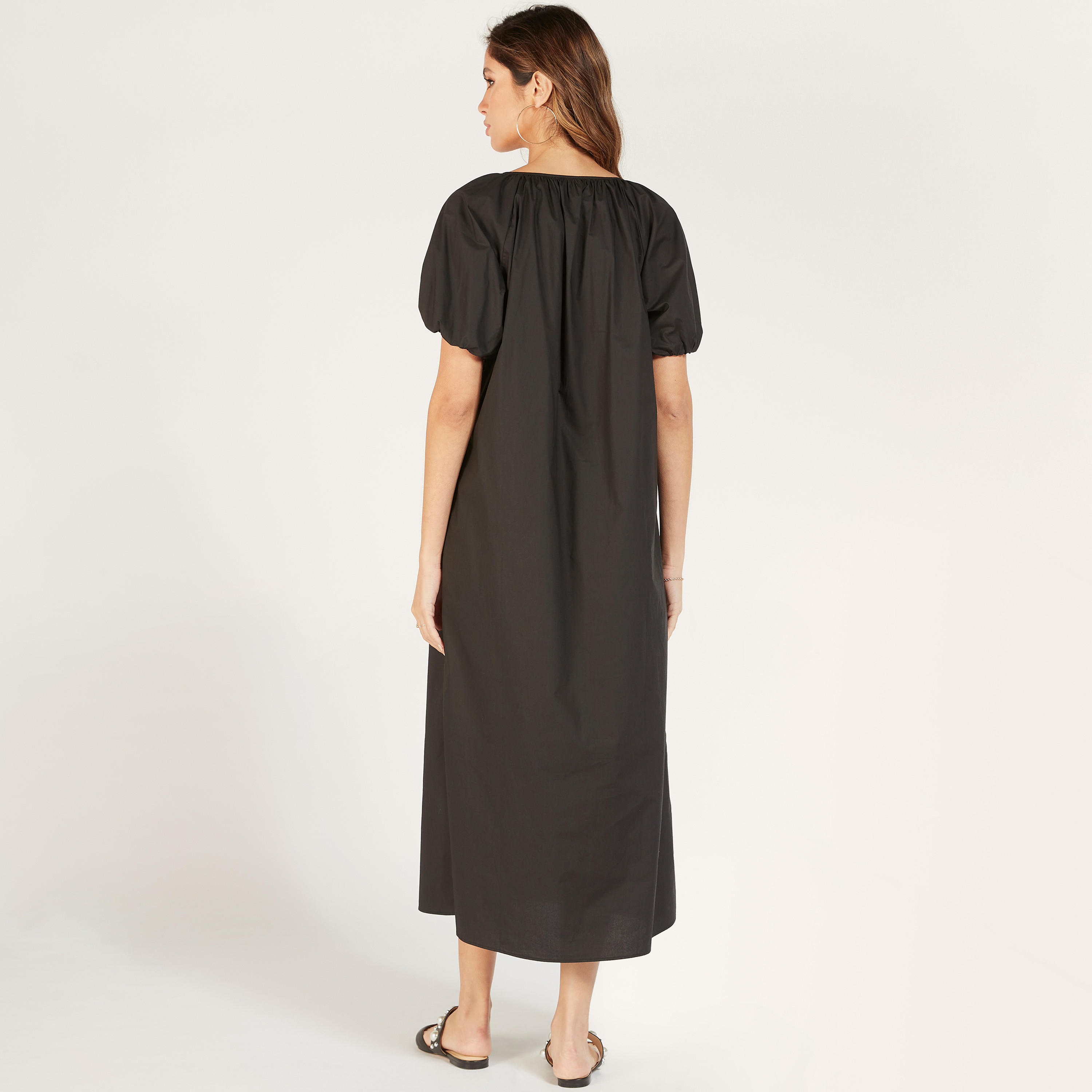 Solid Midi Dress with Slit Detail and Pockets-women-clothing-dresses-image-14