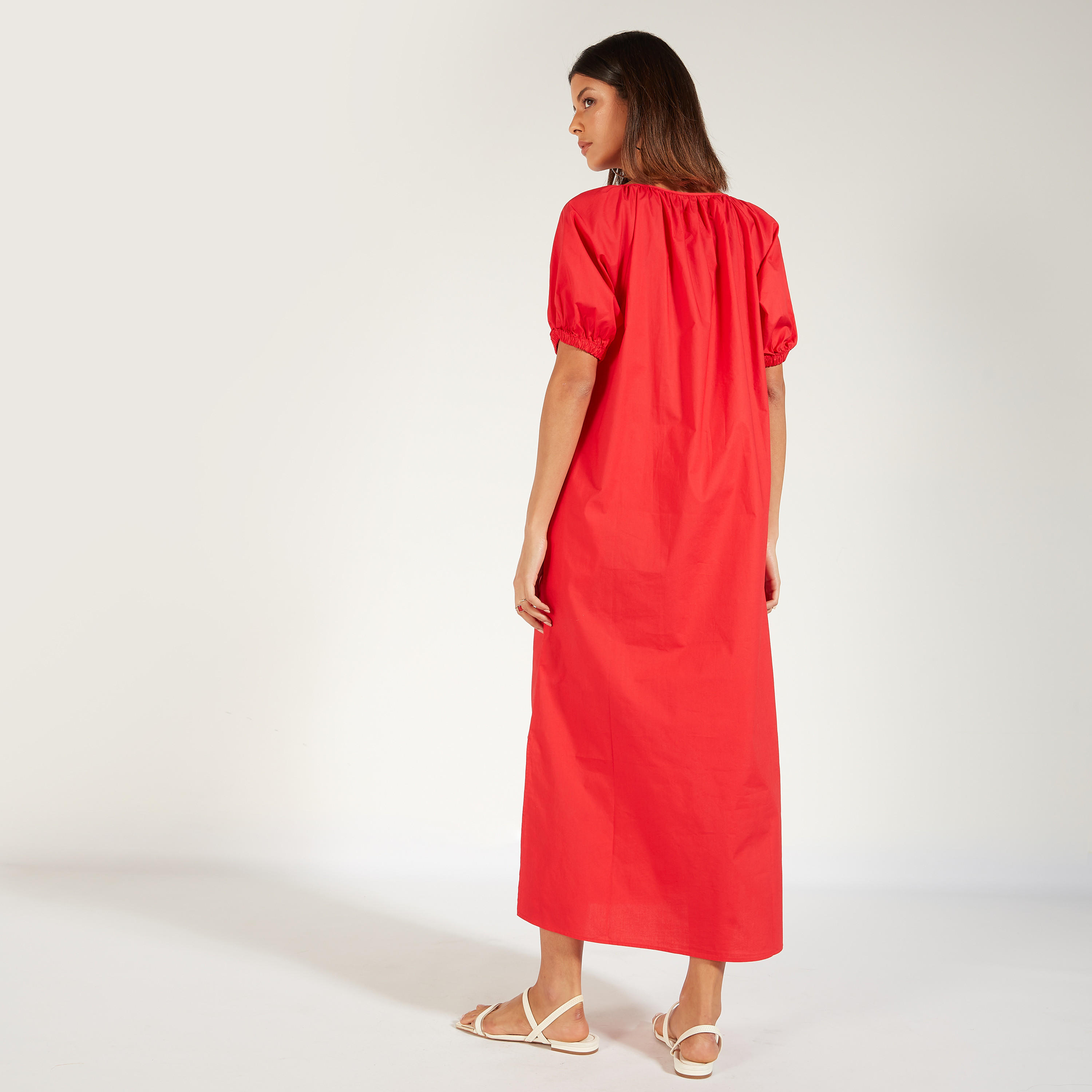 Solid Midi Dress with Slit Detail and Pockets-women-clothing-dresses-image-9