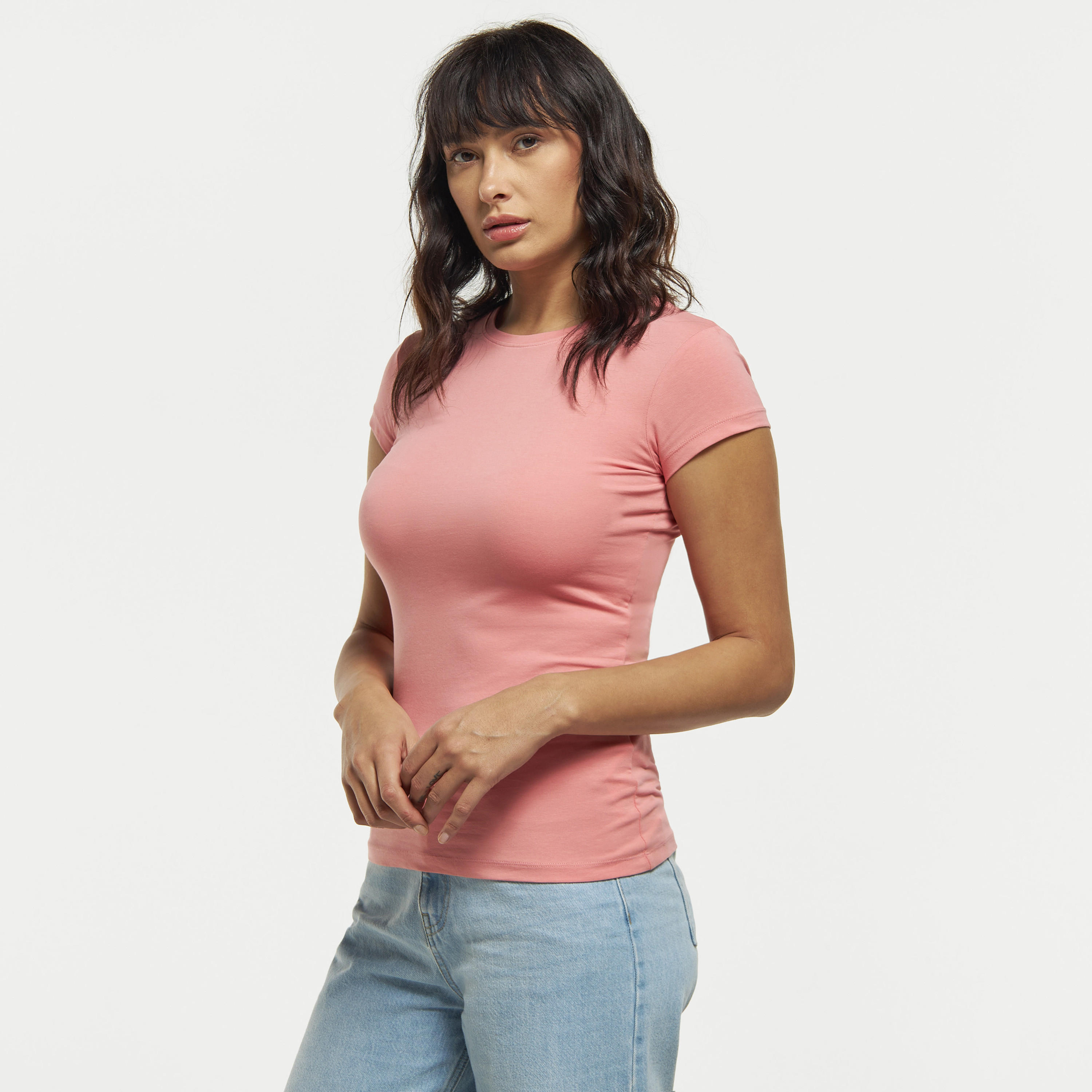 تيشيرت سادة بياقة ضيّقة وأكمام قصيرة-women-clothing-tshirts-image-13