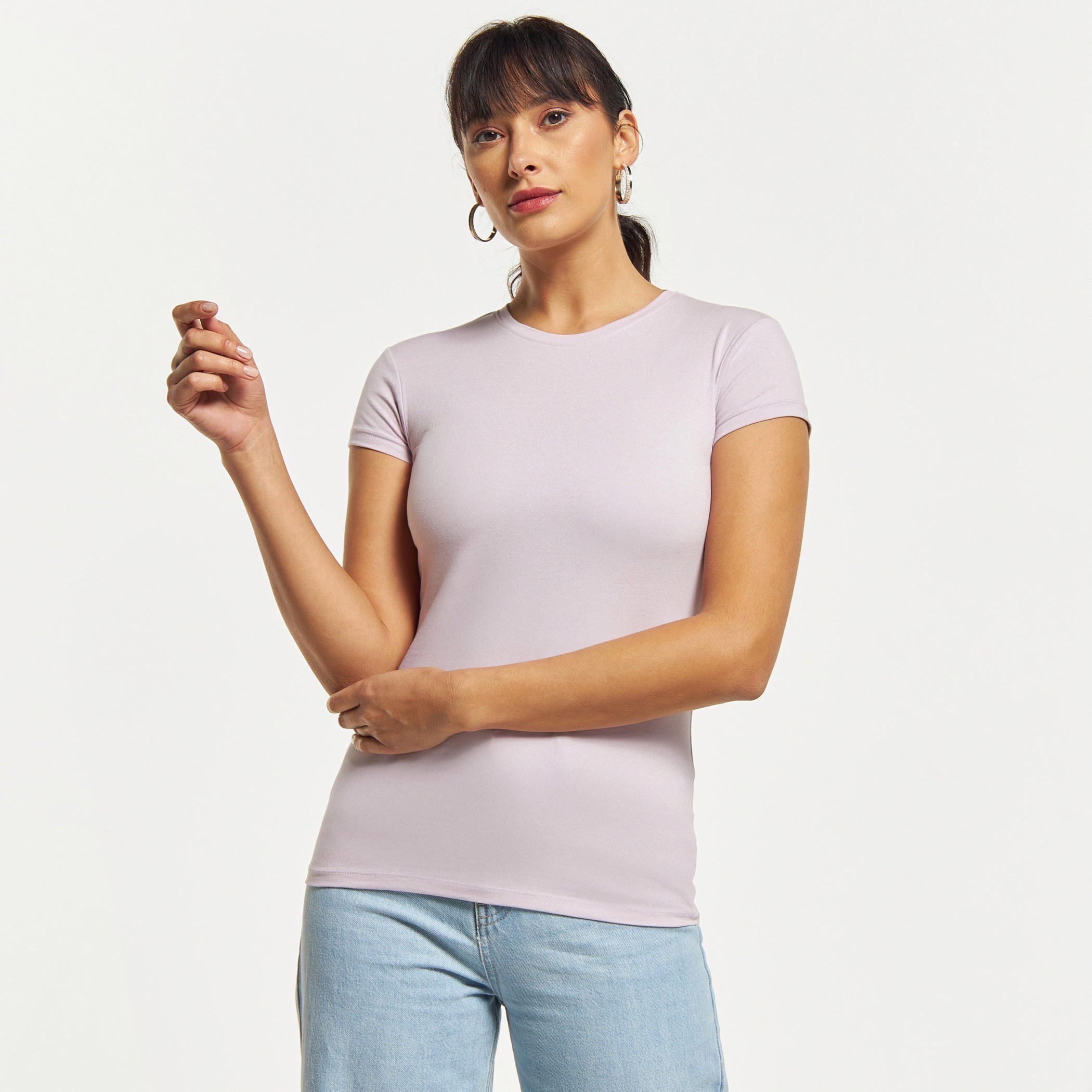 تيشيرت سادة بياقة ضيّقة وأكمام قصيرة-women-clothing-tshirts-image-17