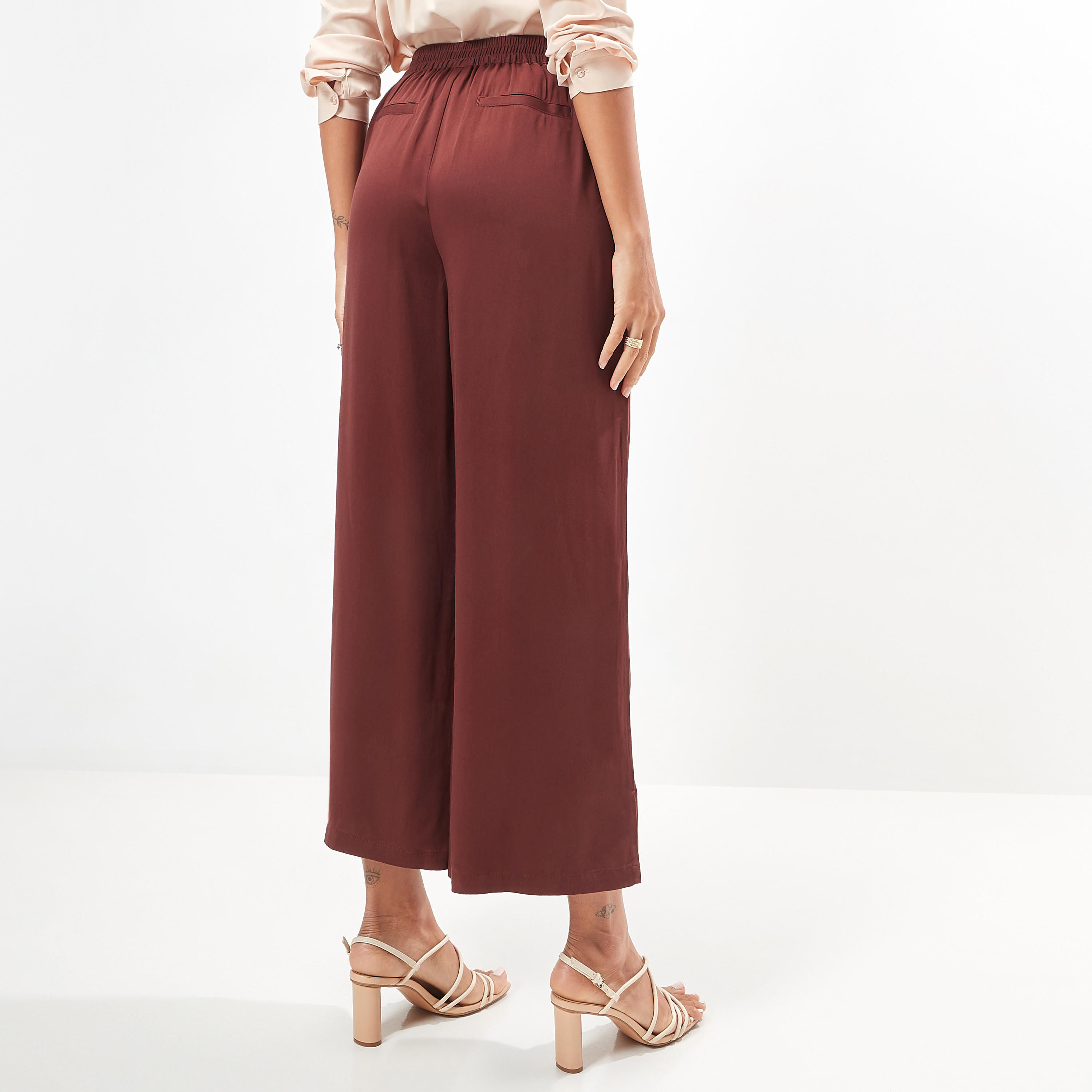 Wide Leg Flexi Waist Belted Palazzo Pants with Pockets-women-clothing-bottoms-trousers-image-4