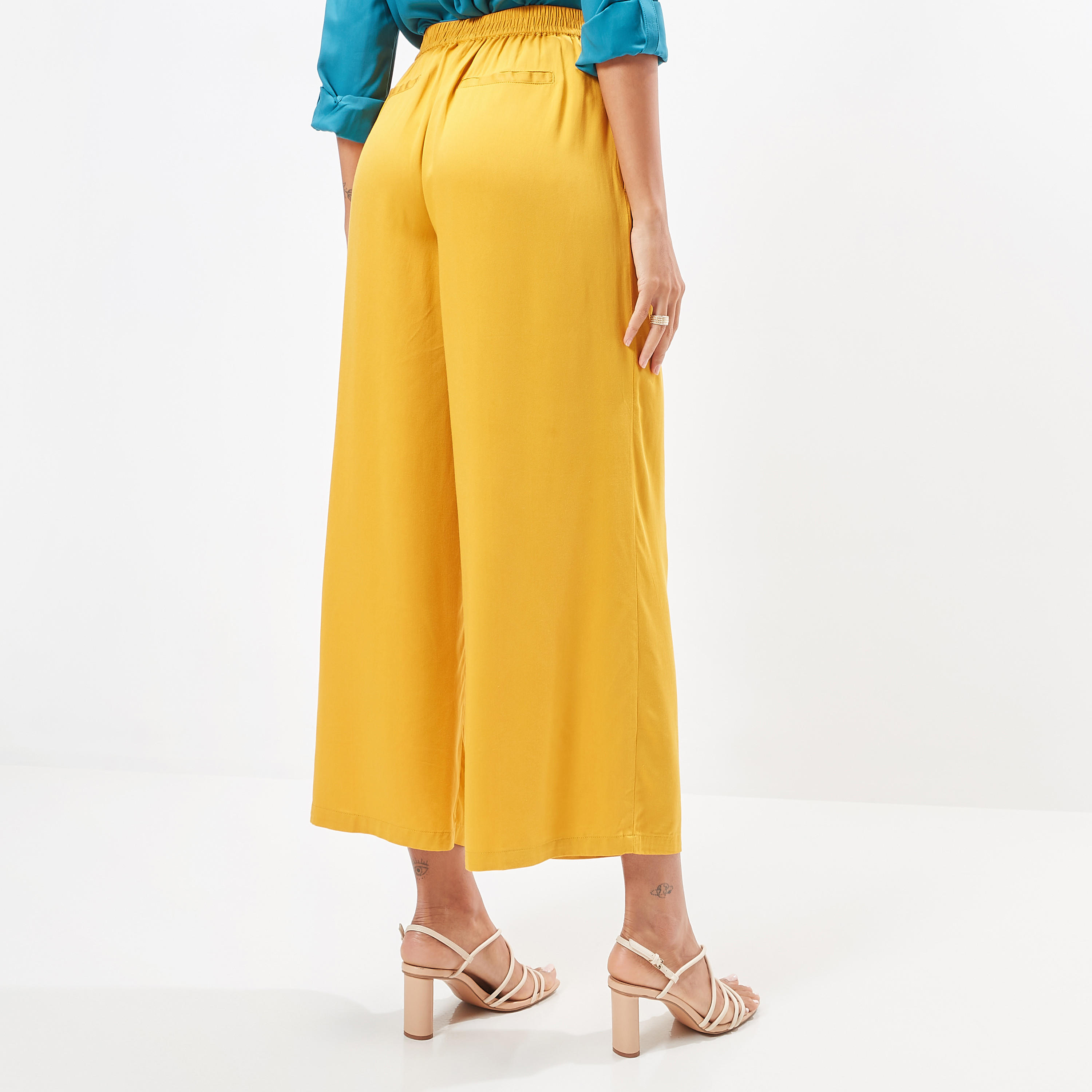 Wide Leg Flexi Waist Belted Palazzo Pants with Pockets-women-clothing-bottoms-trousers-image-4