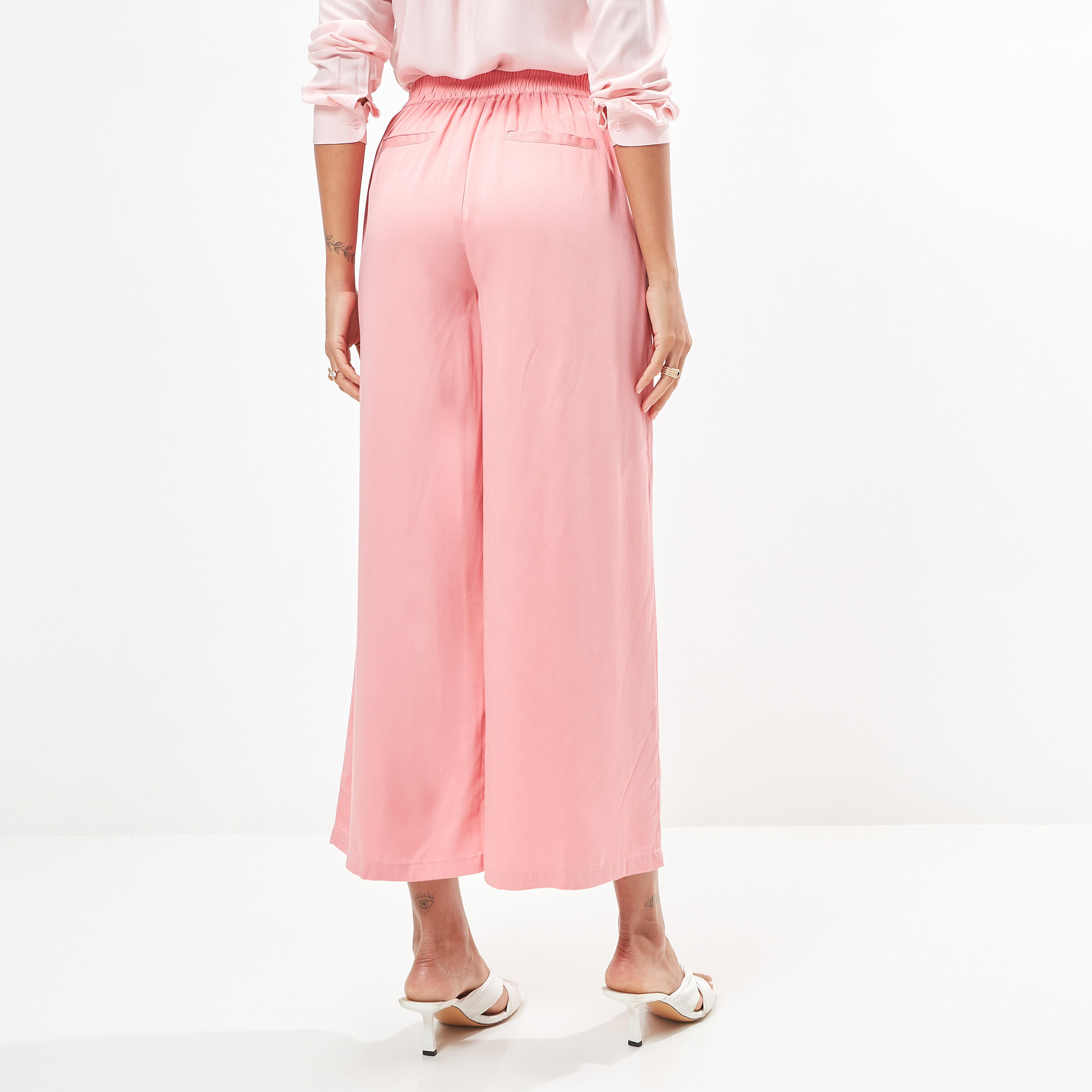 Wide Leg Flexi Waist Belted Palazzo Pants with Pockets-women-clothing-bottoms-trousers-image-4