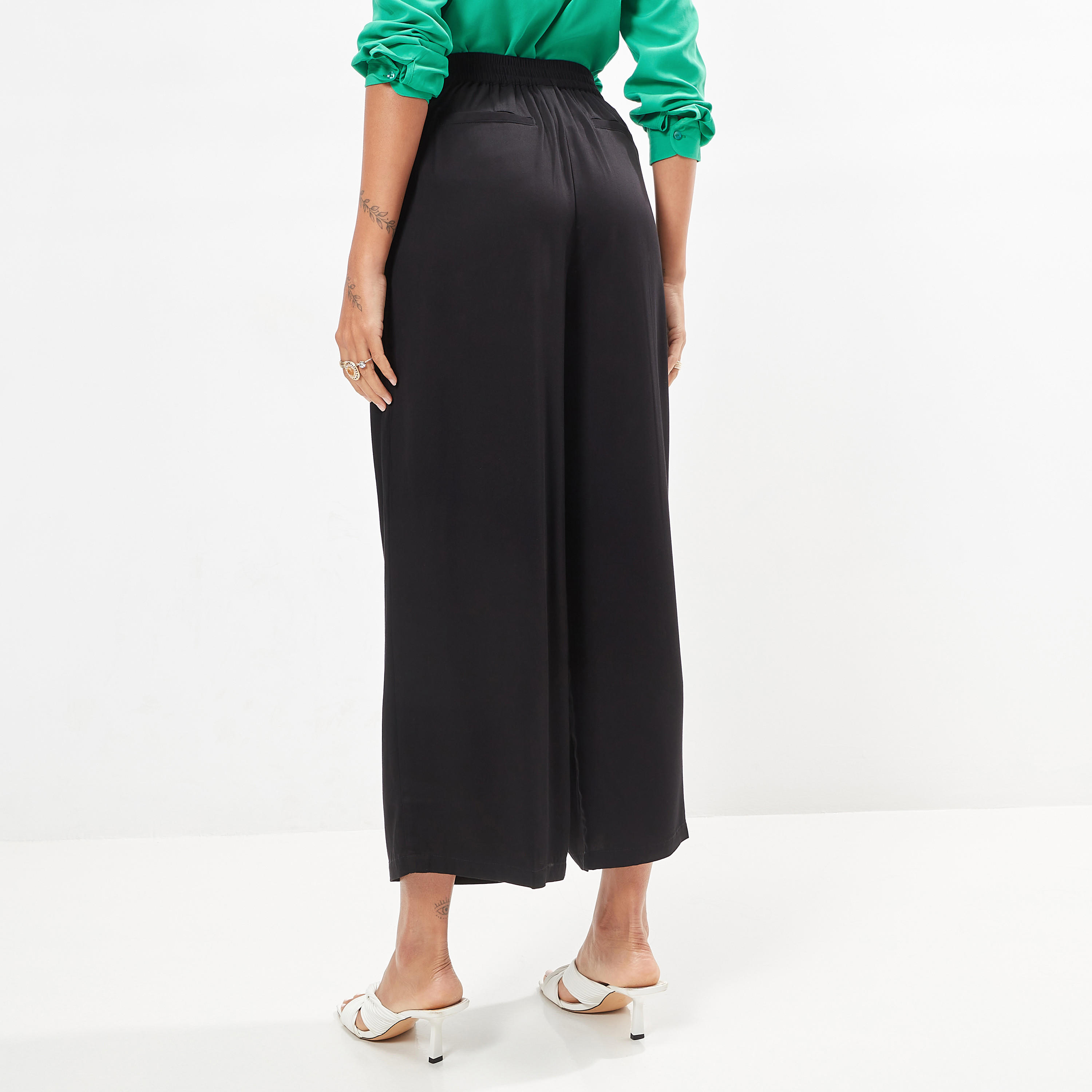 Wide Leg Flexi Waist Belted Palazzo Pants with Pockets-women-clothing-bottoms-trousers-image-4