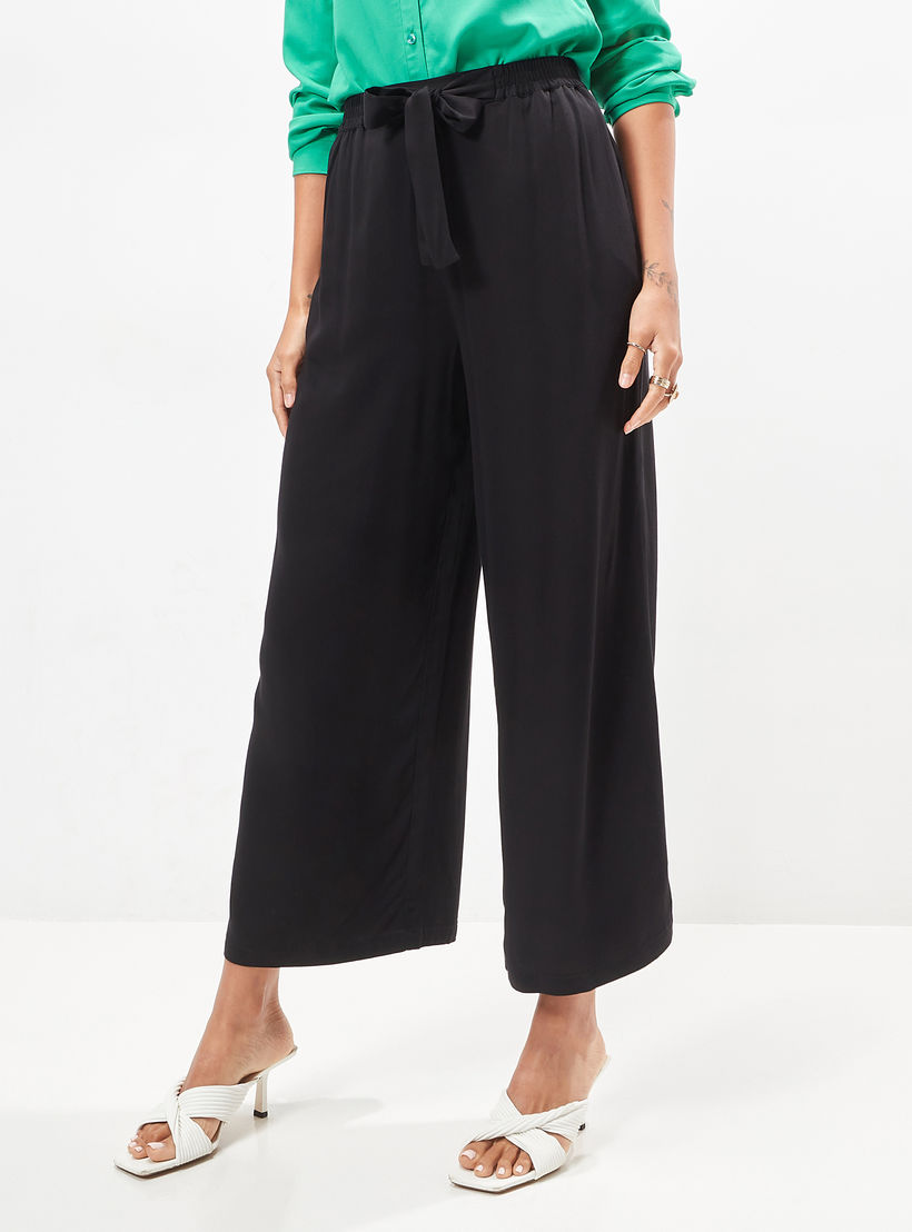 Wide Leg Flexi Waist Belted Palazzo Pants with Pockets-women-clothing-bottoms-trousers-image-5