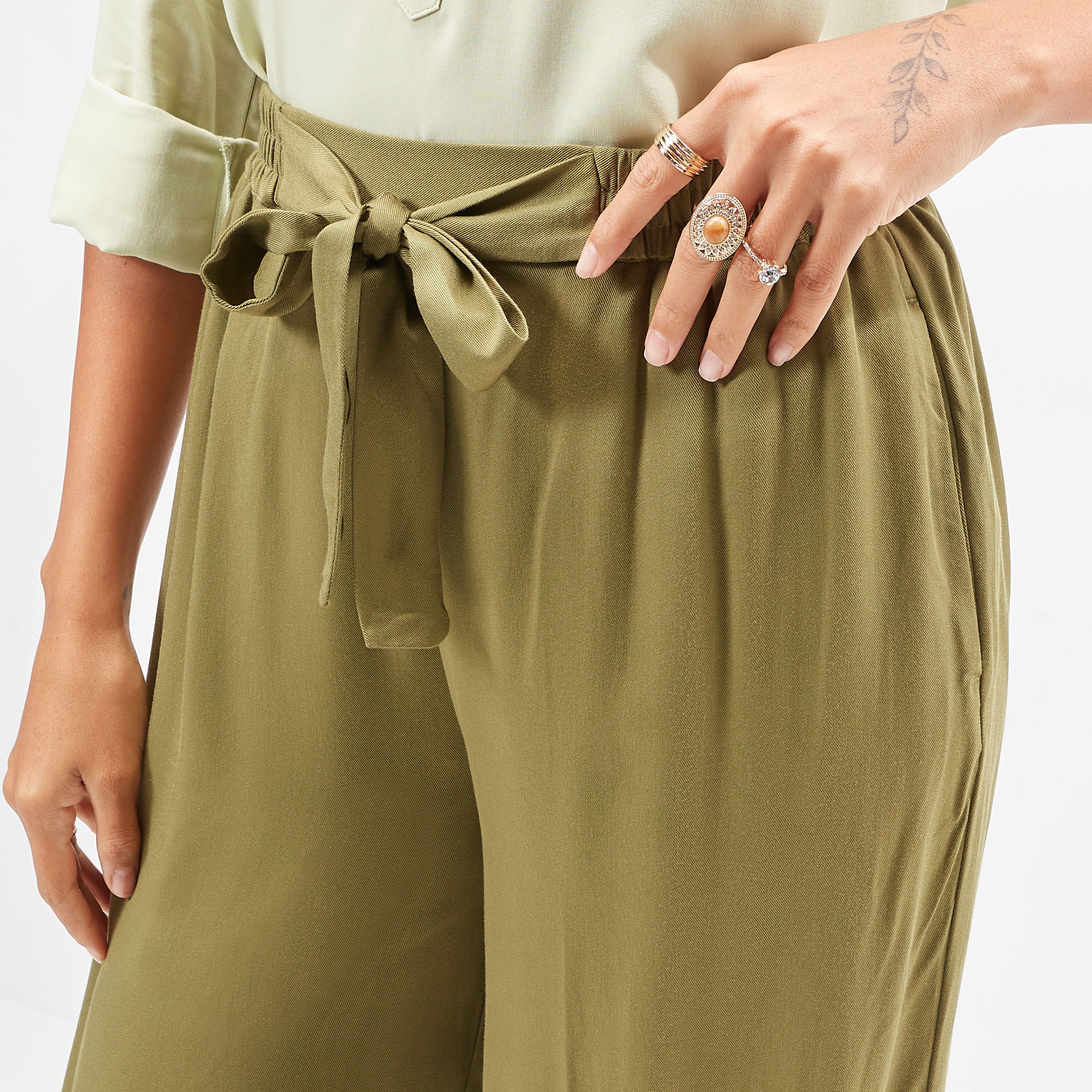 Wide Leg Flexi Waist Belted Palazzo Pants with Pockets-women-clothing-bottoms-trousers-image-3