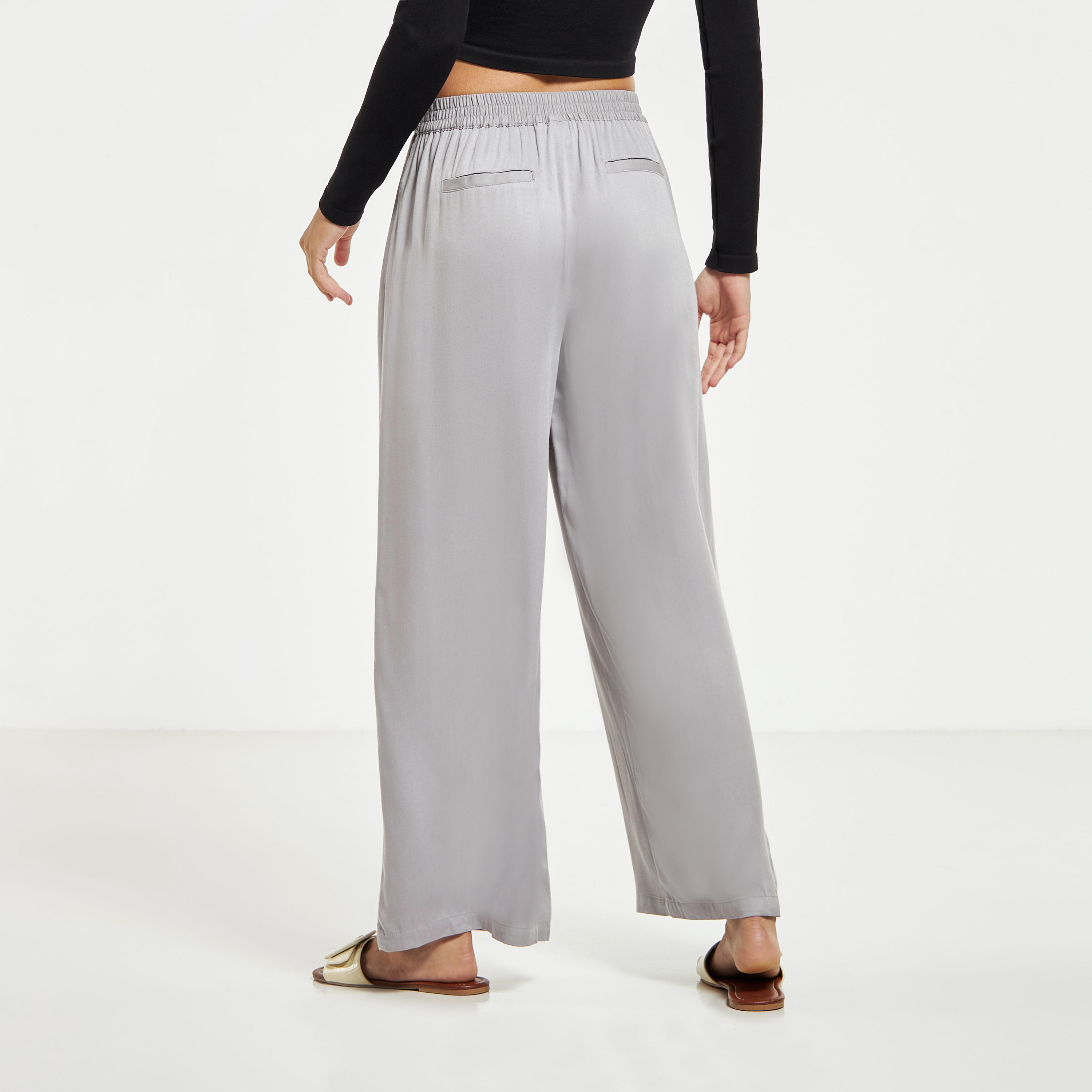 بنطلون بالازو واسع الساق بخصر مرن وحزام وجيوب-women-clothing-bottoms-trousers-image-3