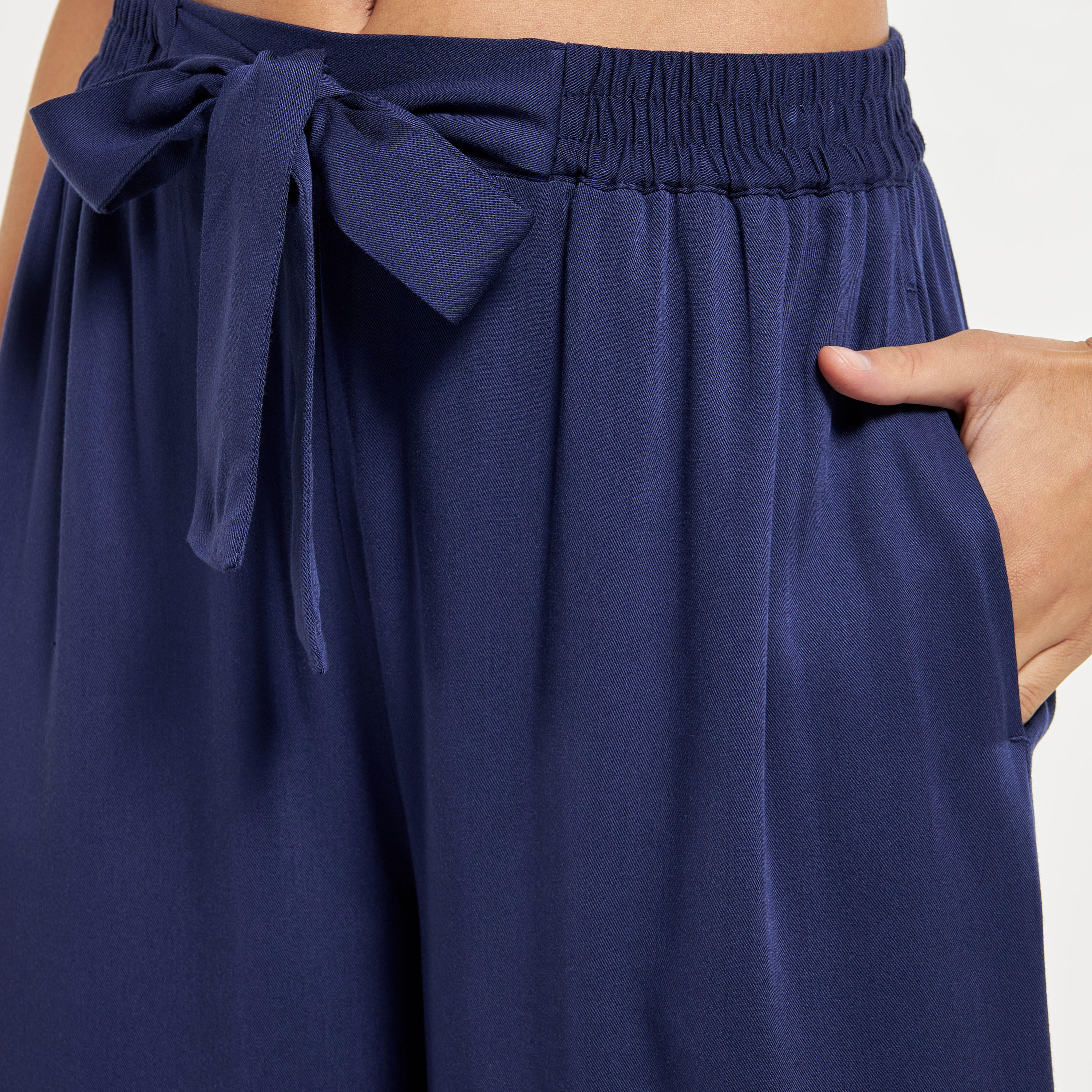 Wide Leg Flexi Waist Belted Palazzo Pants with Pockets-women-clothing-bottoms-trousers-image-4