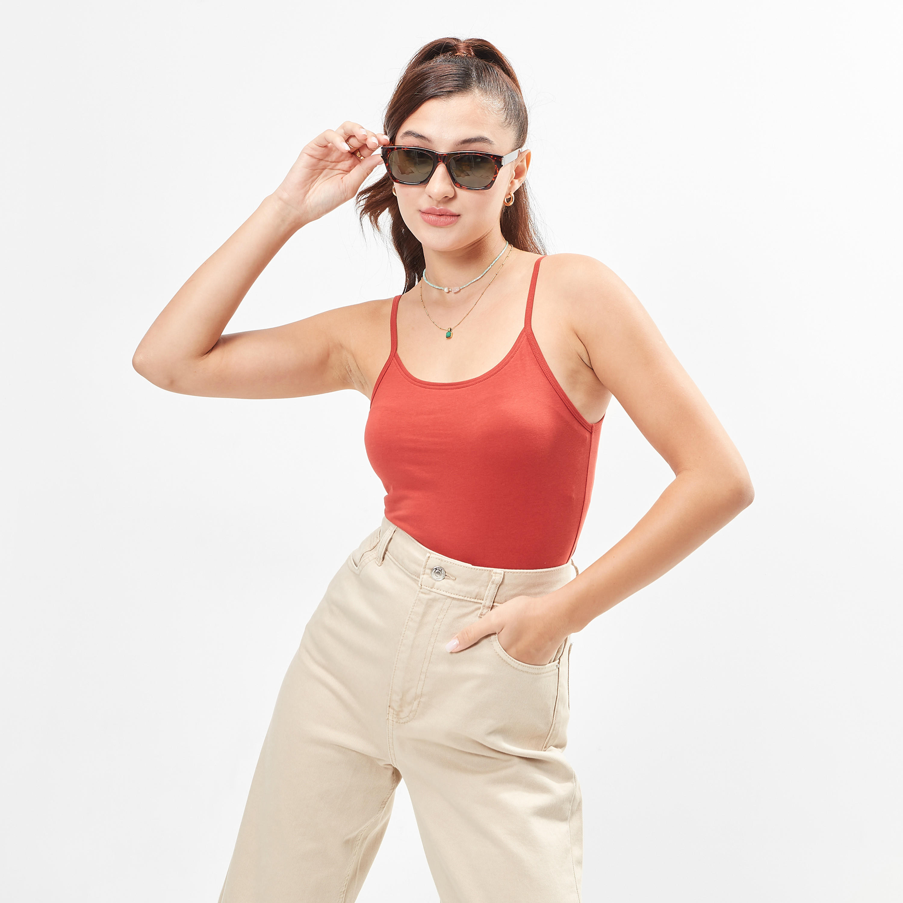 Solid Tank Top with Spaghetti Straps-women-clothing-tshirts-image-1