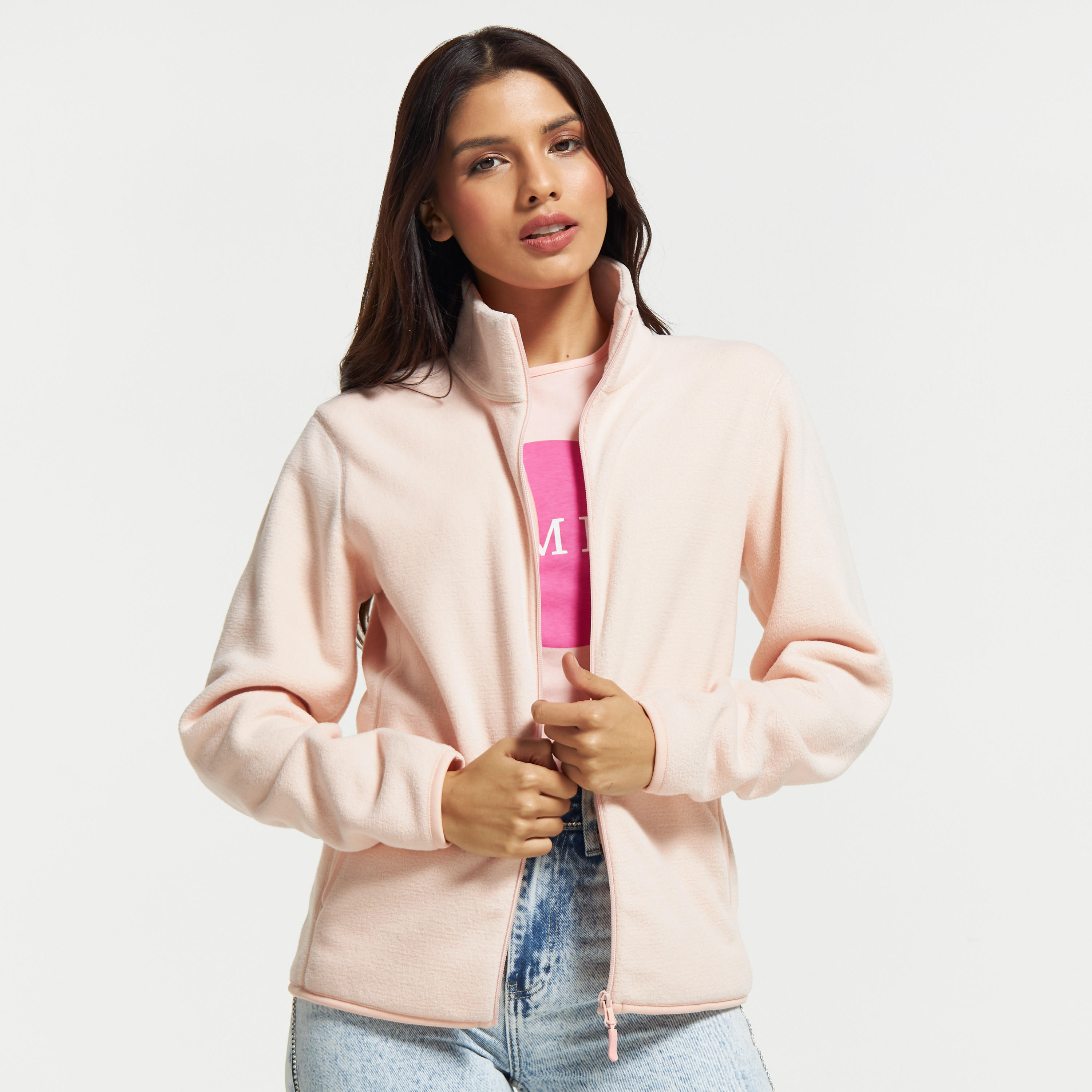 Solid Zip Through Jacket with Long Sleeves and Pockets-women-winterwear-coatsandjackets-jackets-image-1