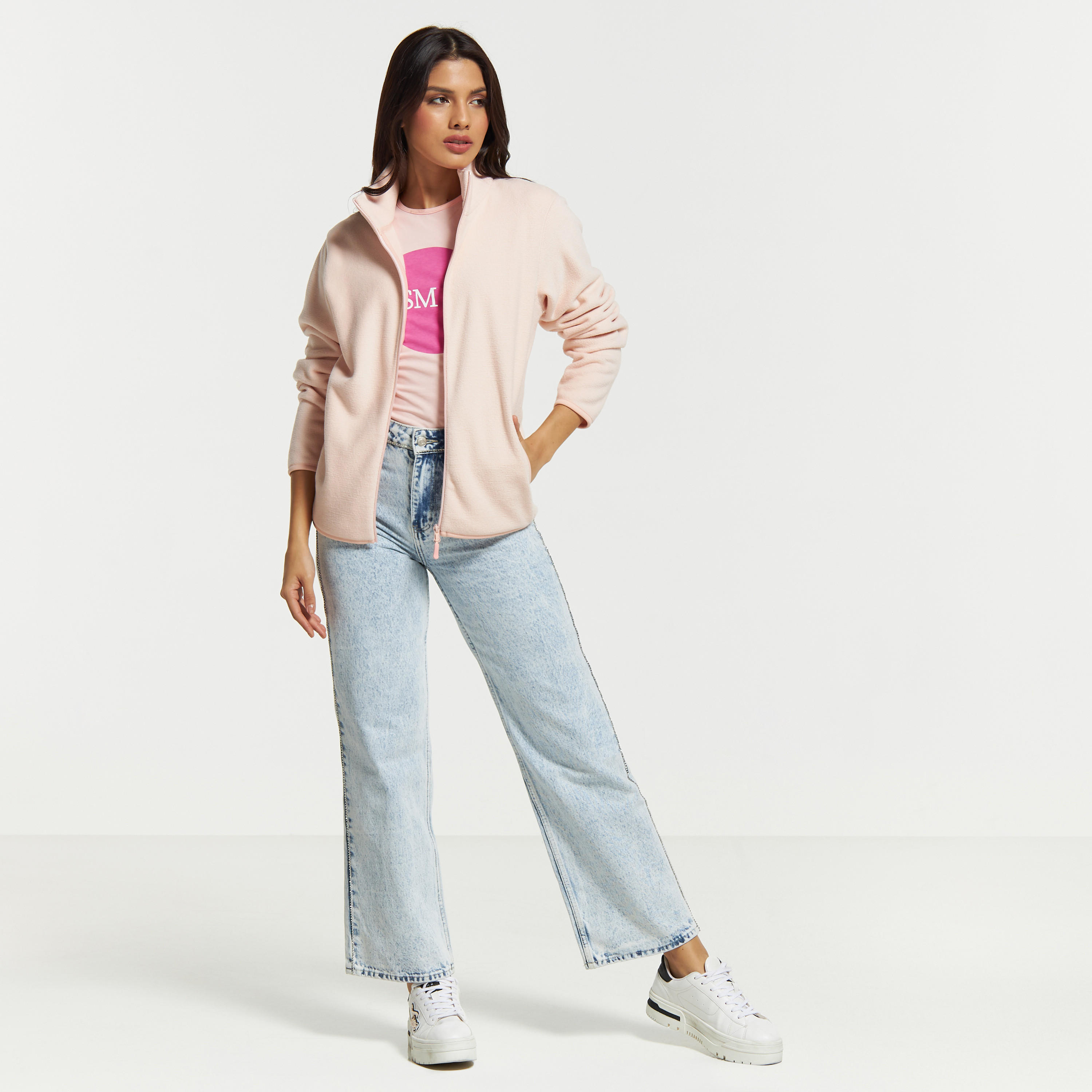 Solid Zip Through Jacket with Long Sleeves and Pockets-women-winterwear-coatsandjackets-jackets-image-2