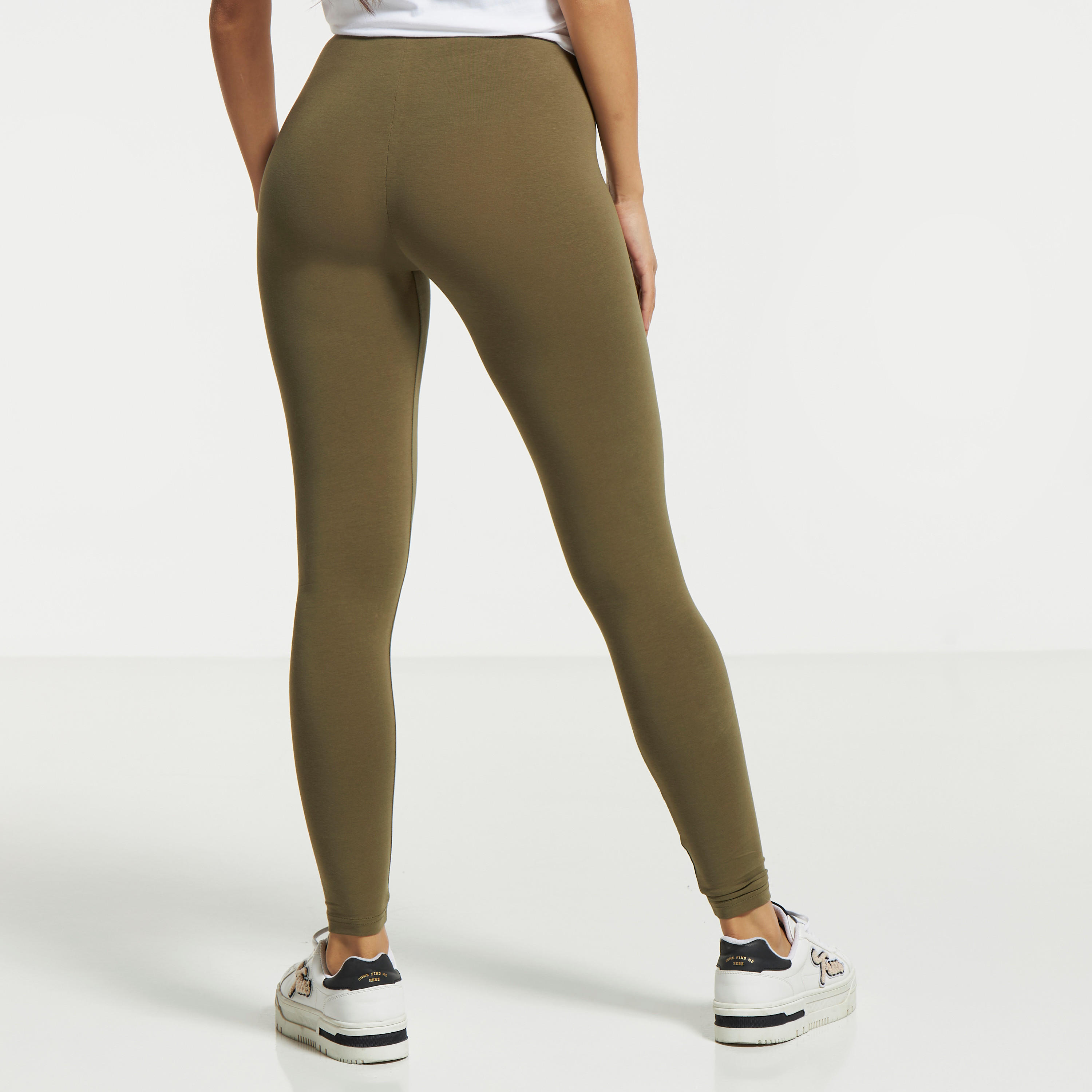 Solid Full Length Leggings with Elasticated Waistband-women-clothing-bottoms-leggings-image-4