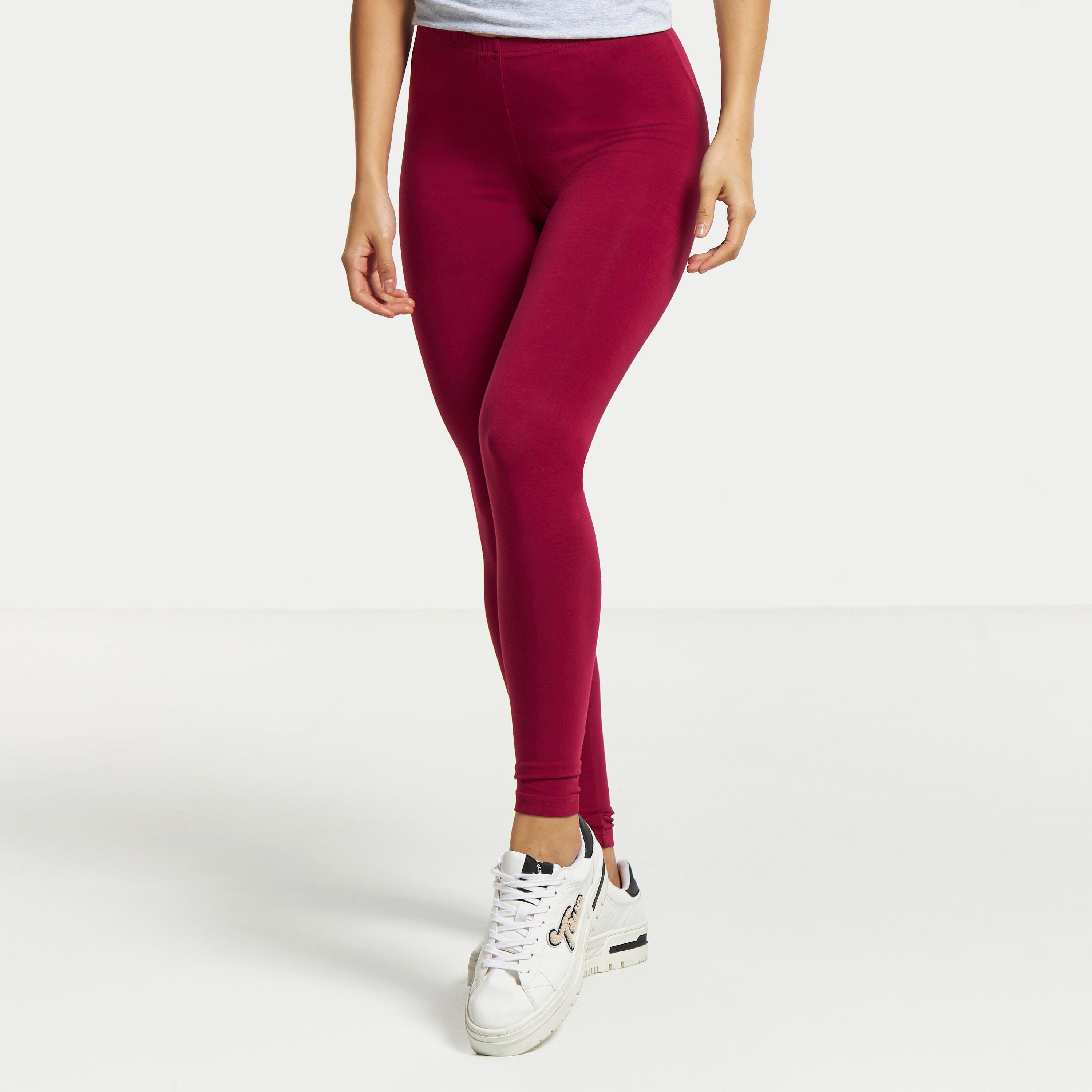 Solid Full Length Leggings with Elasticated Waistband-women-clothing-bottoms-leggings-image-9
