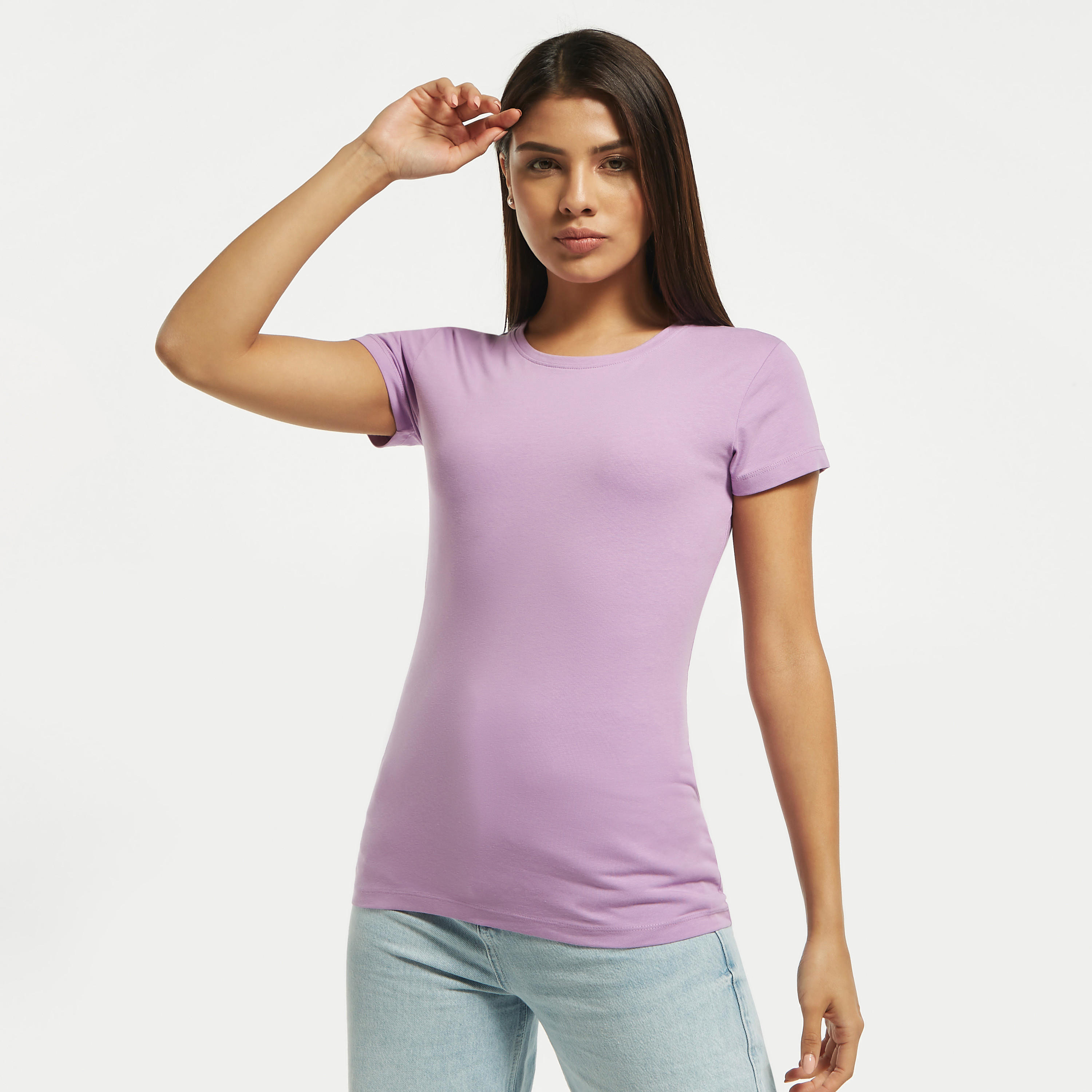 تيشيرت سادة بياقة مستديرة وأكمام قصيرة-women-clothing-tshirts-image-9