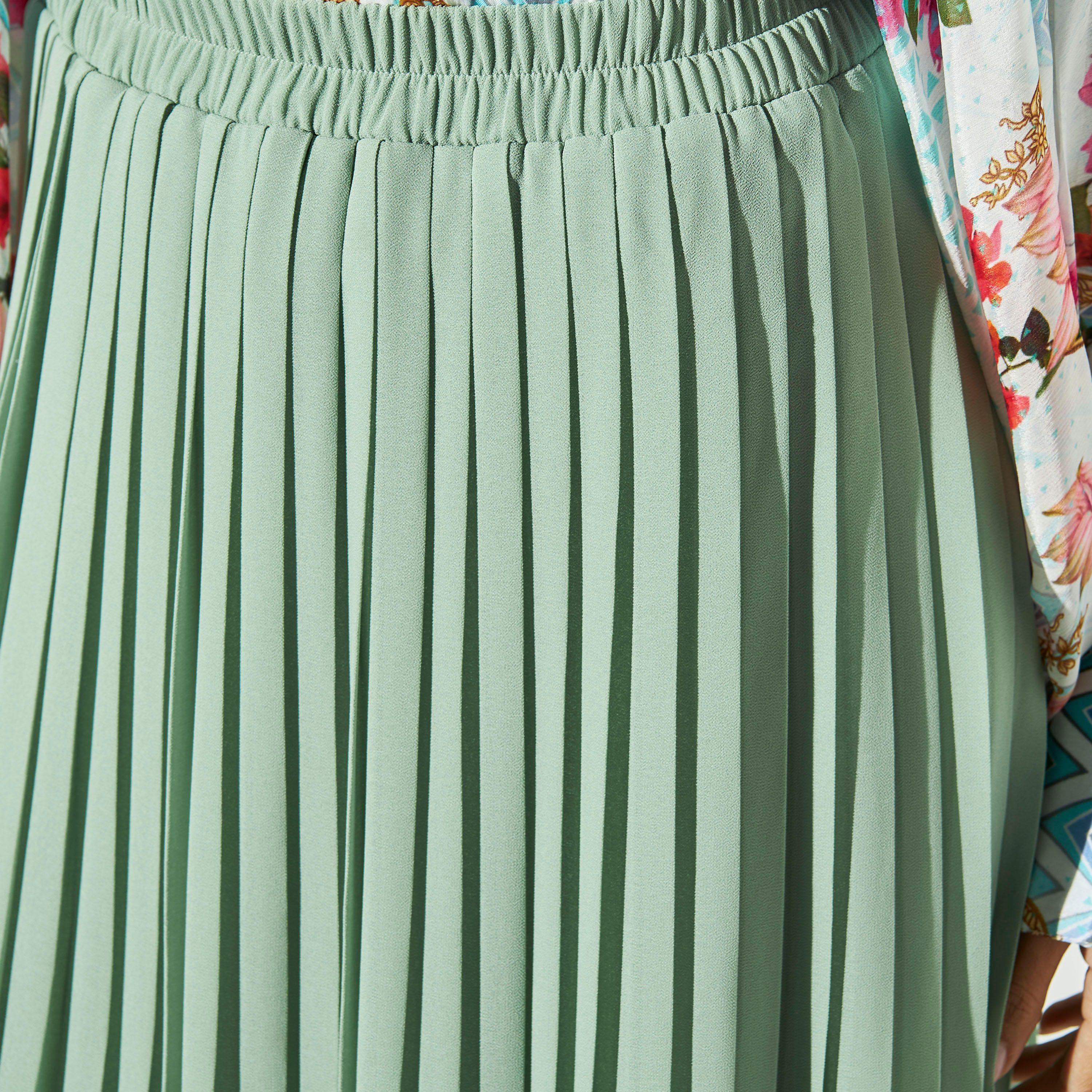 تنورة إيه لاين بخصر مطاطي وثنيات-women-clothing-bottoms-skirts-image-4