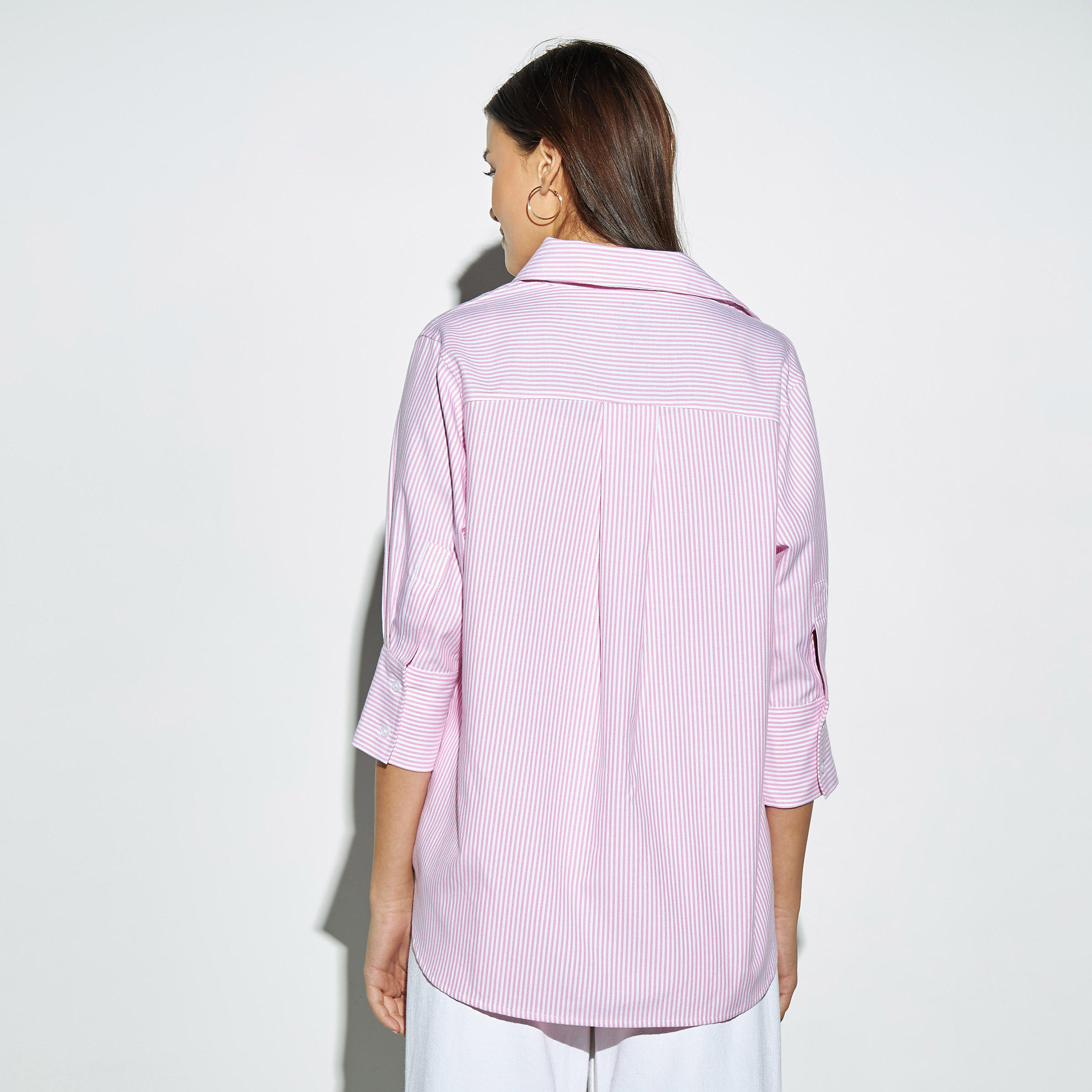 قميص أكسفورد مخطط بأكمام 3/4-women-clothing-shirtsandblouses-shirts-image-3