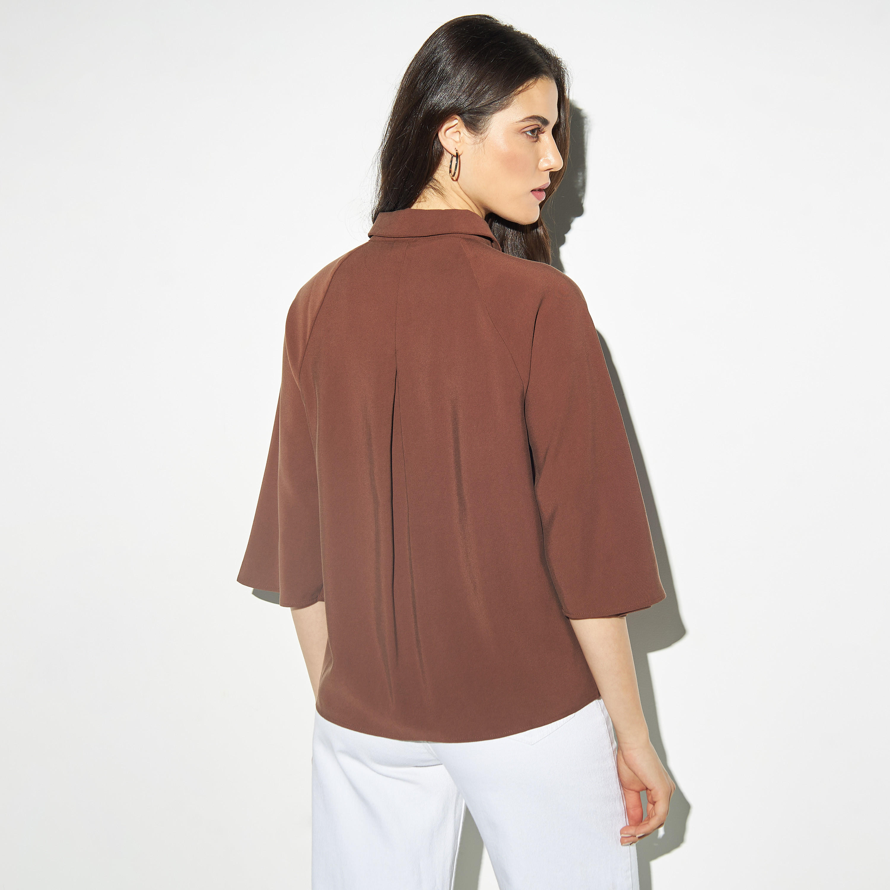 قميص سادة بأكمام مغايرة وكسّرات-women-clothing-shirtsandblouses-shirts-image-3