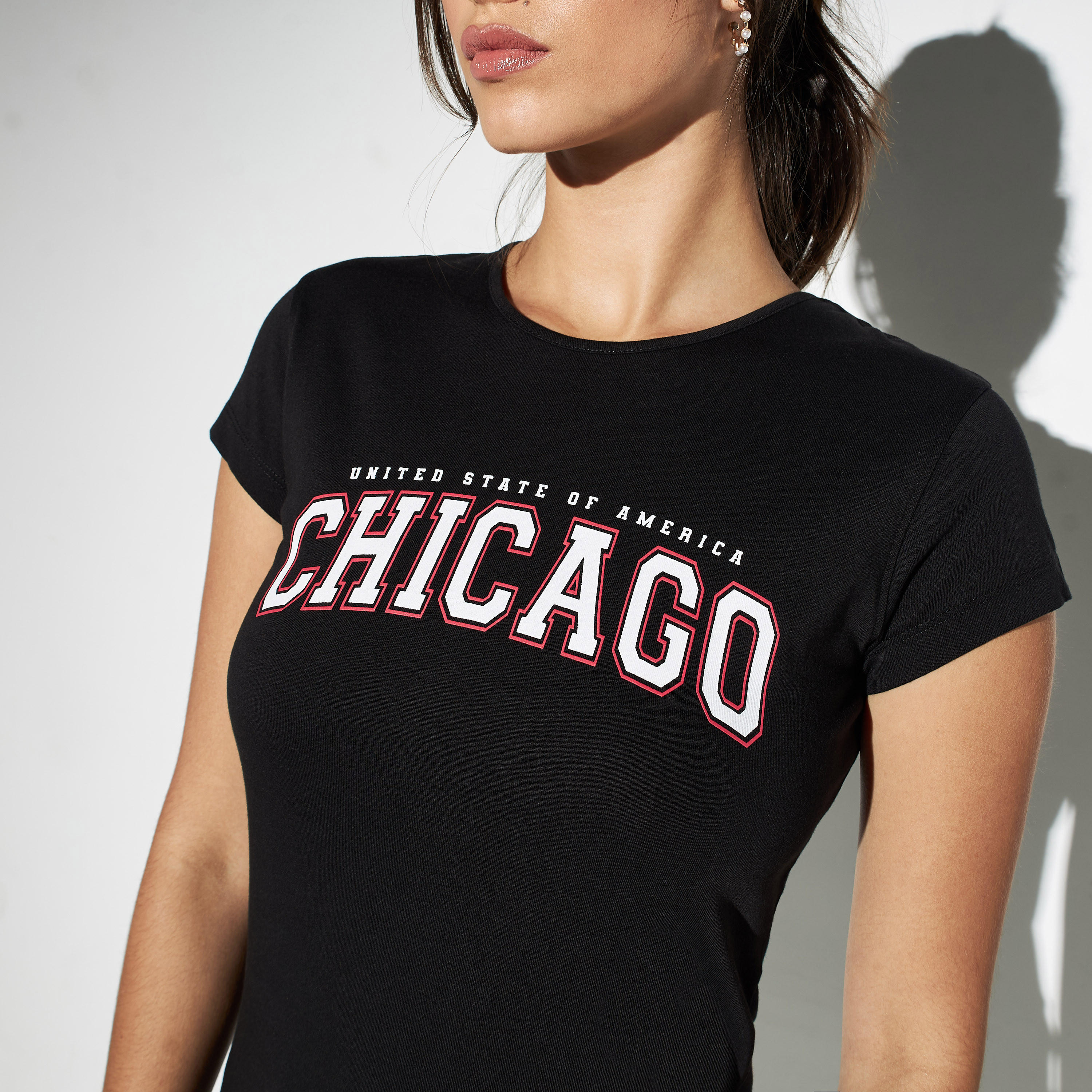 Typographic Print T-shirt with Cap Sleeves-women-clothing-tshirts-image-3