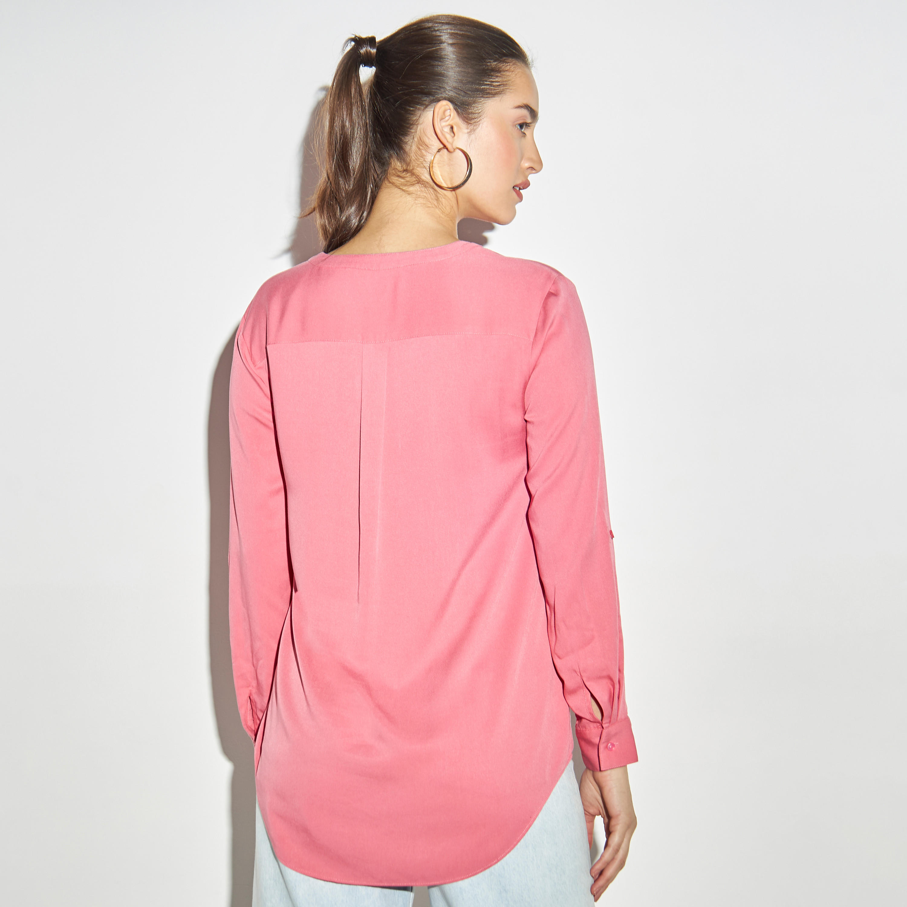 Top with Split Neck and Long Sleeves-women-clothing-shirtsandblouses-blouses-image-3