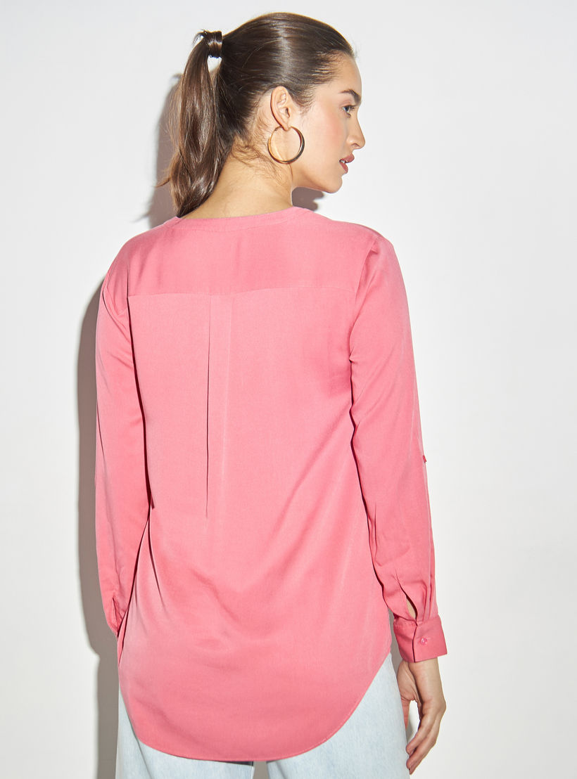 Top with Split Neck and Long Sleeves-women-clothing-shirtsandblouses-blouses-image-3