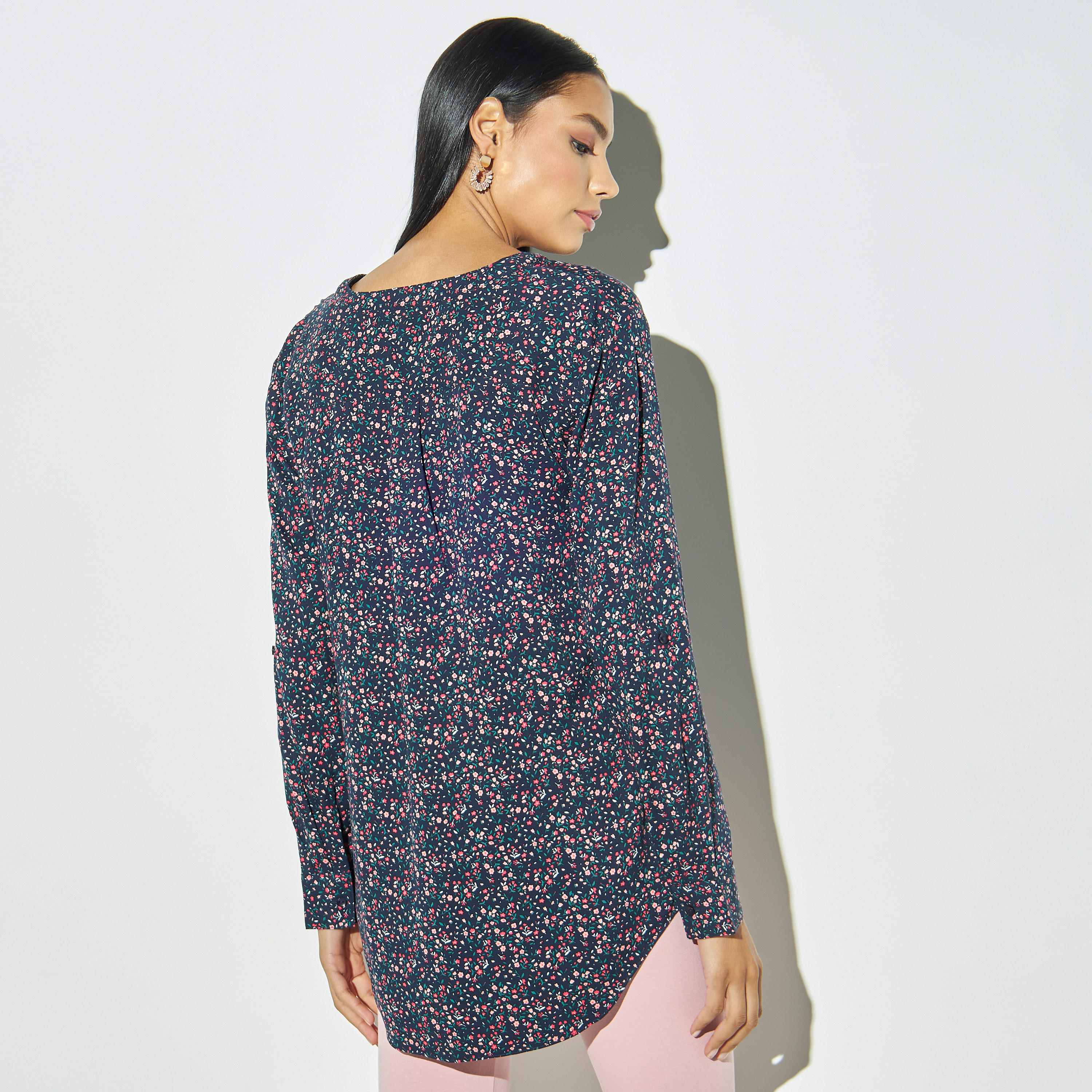 All-Over Floral Print High Low Top with Long Sleeves-women-clothing-shirtsandblouses-blouses-image-3