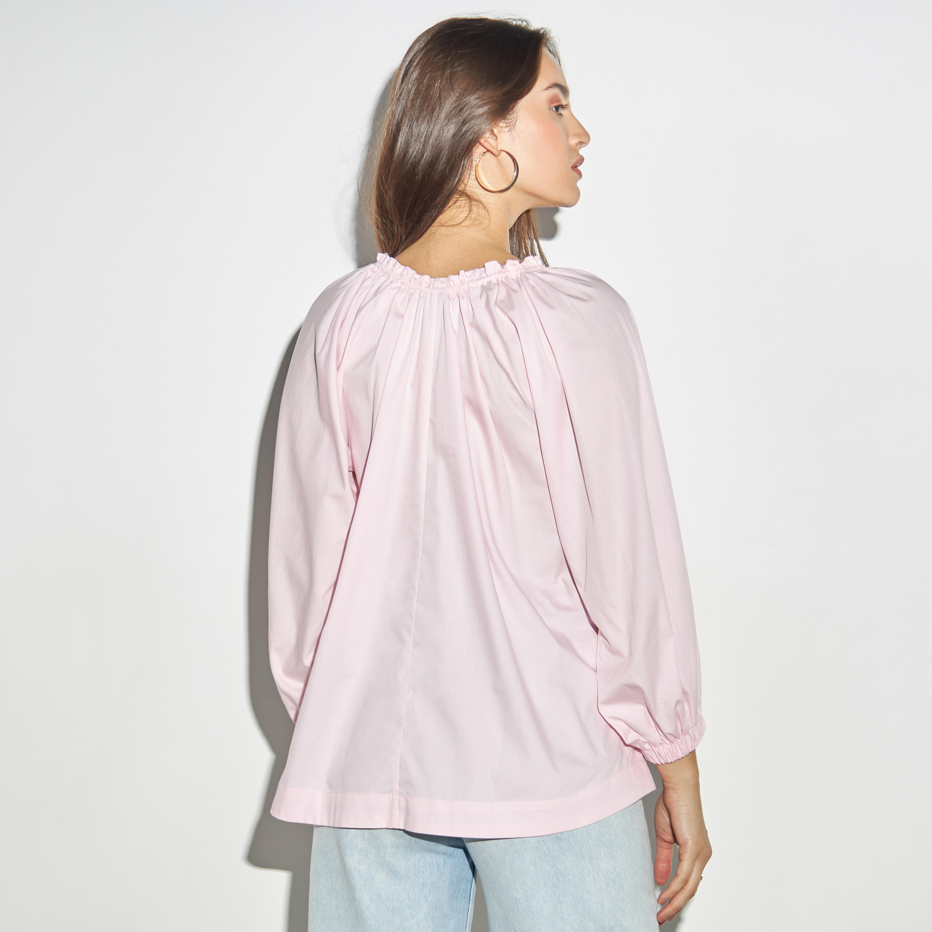 بلوزة سادة بياقة بأربطة وأكمام طويلة-women-clothing-shirtsandblouses-blouses-image-2