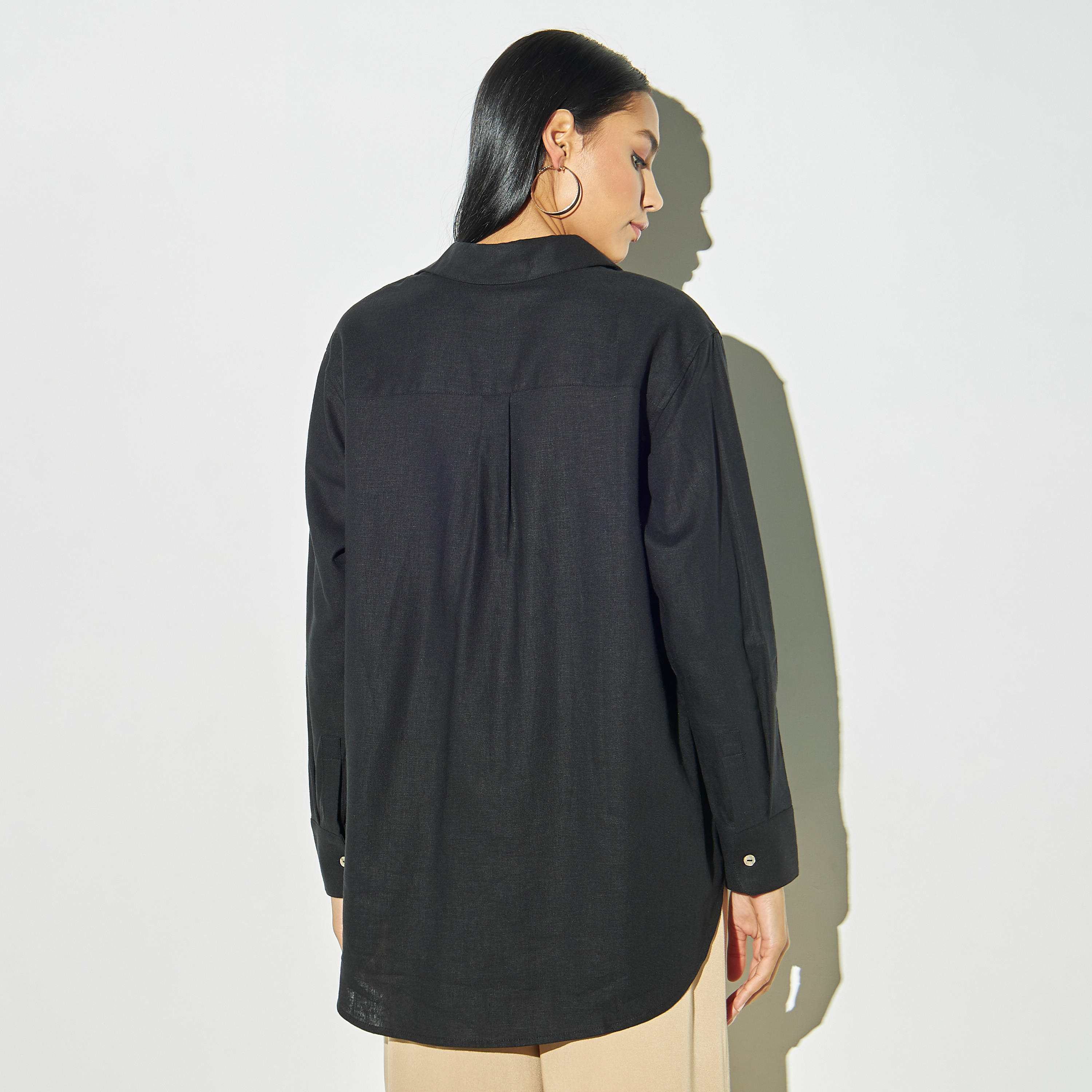 قميص كتان سادة بأكمام طويلة-women-clothing-shirtsandblouses-shirts-image-2