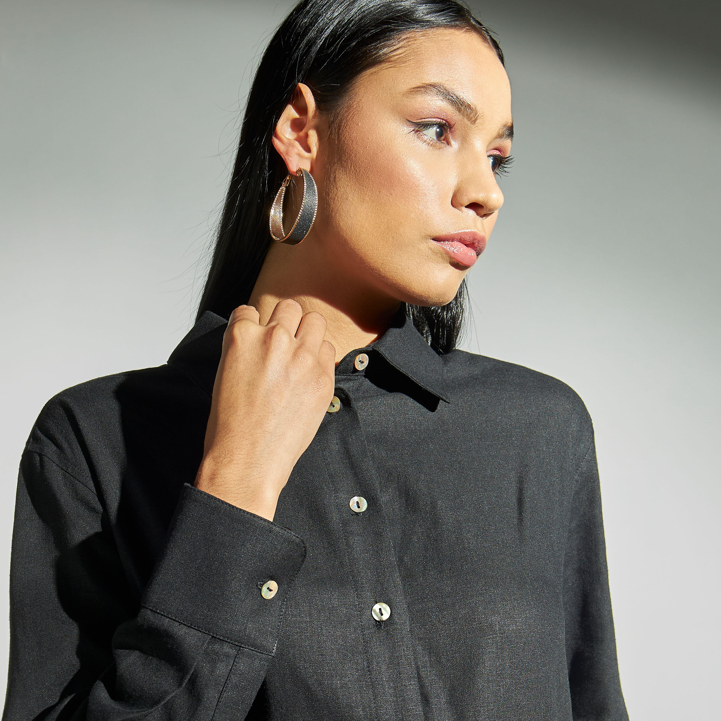قميص كتان سادة بأكمام طويلة-women-clothing-shirtsandblouses-shirts-image-1