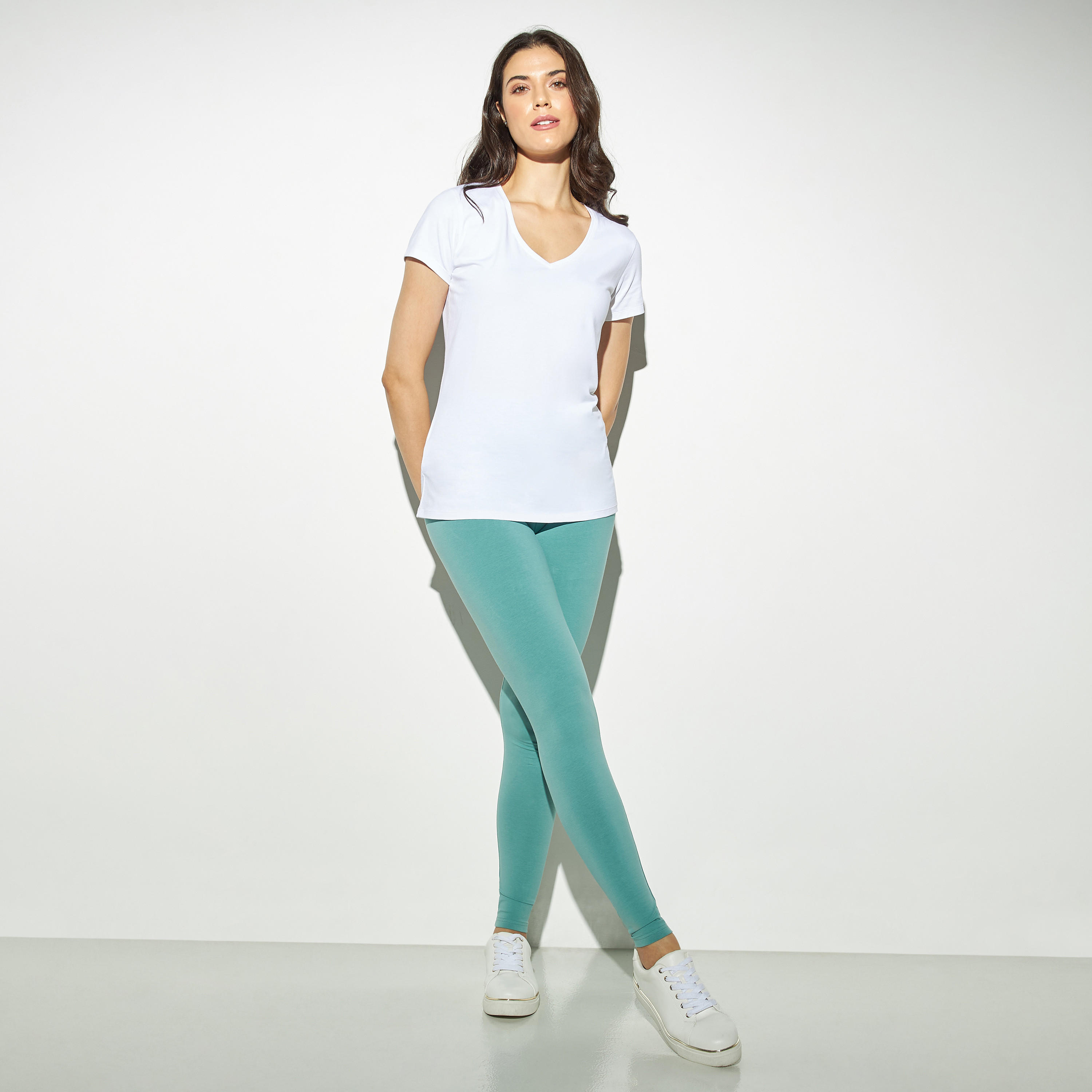 Solid Leggings with Elasticated Waistband-women-clothing-bottoms-leggings-image-2