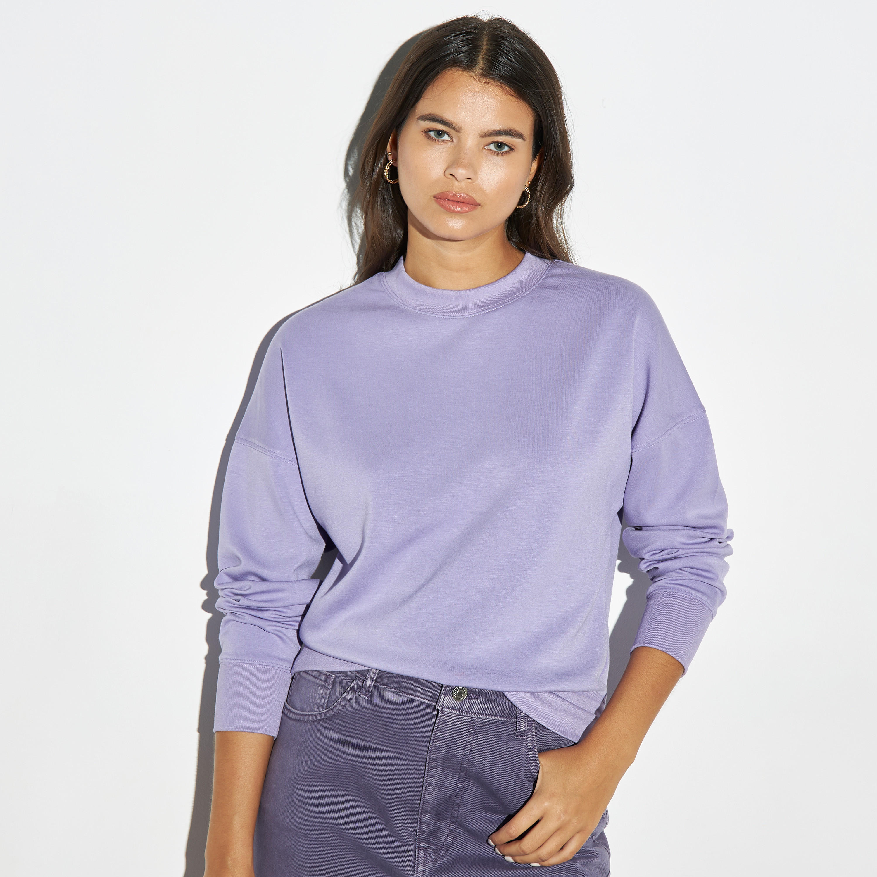 Solid Sweatshirt with Long Sleeves-women-winterwear-hoodiesandsweatshirts-sweatshirts-image-1