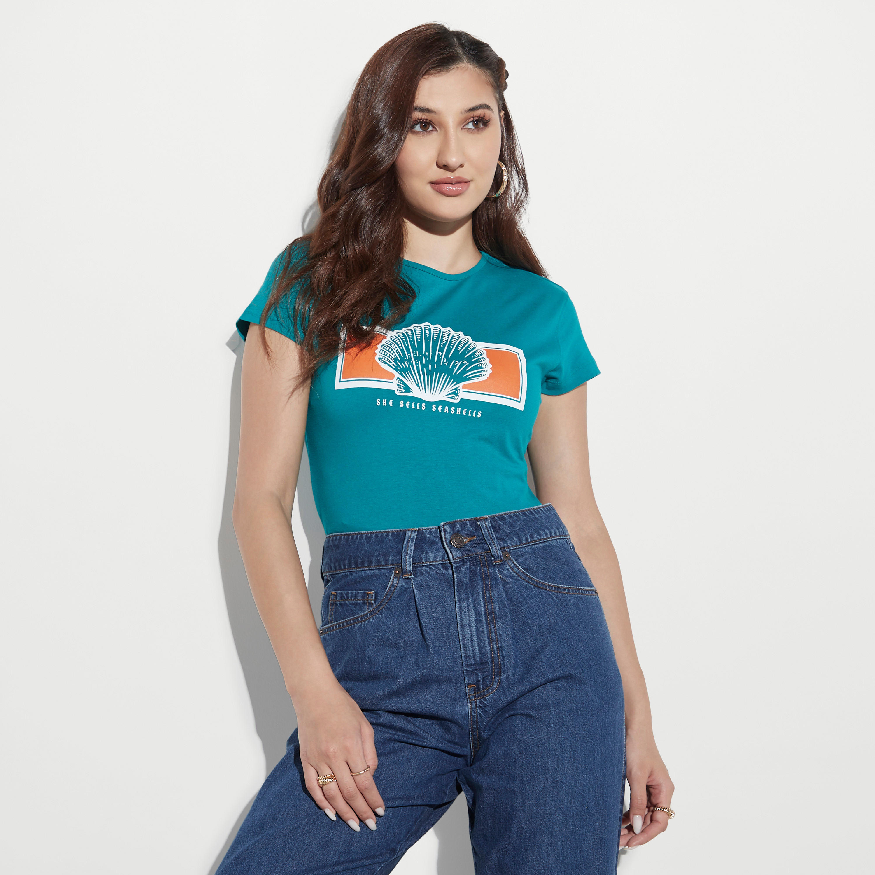 Printed Crew Neck T-shirt-women-clothing-tshirts-image-1