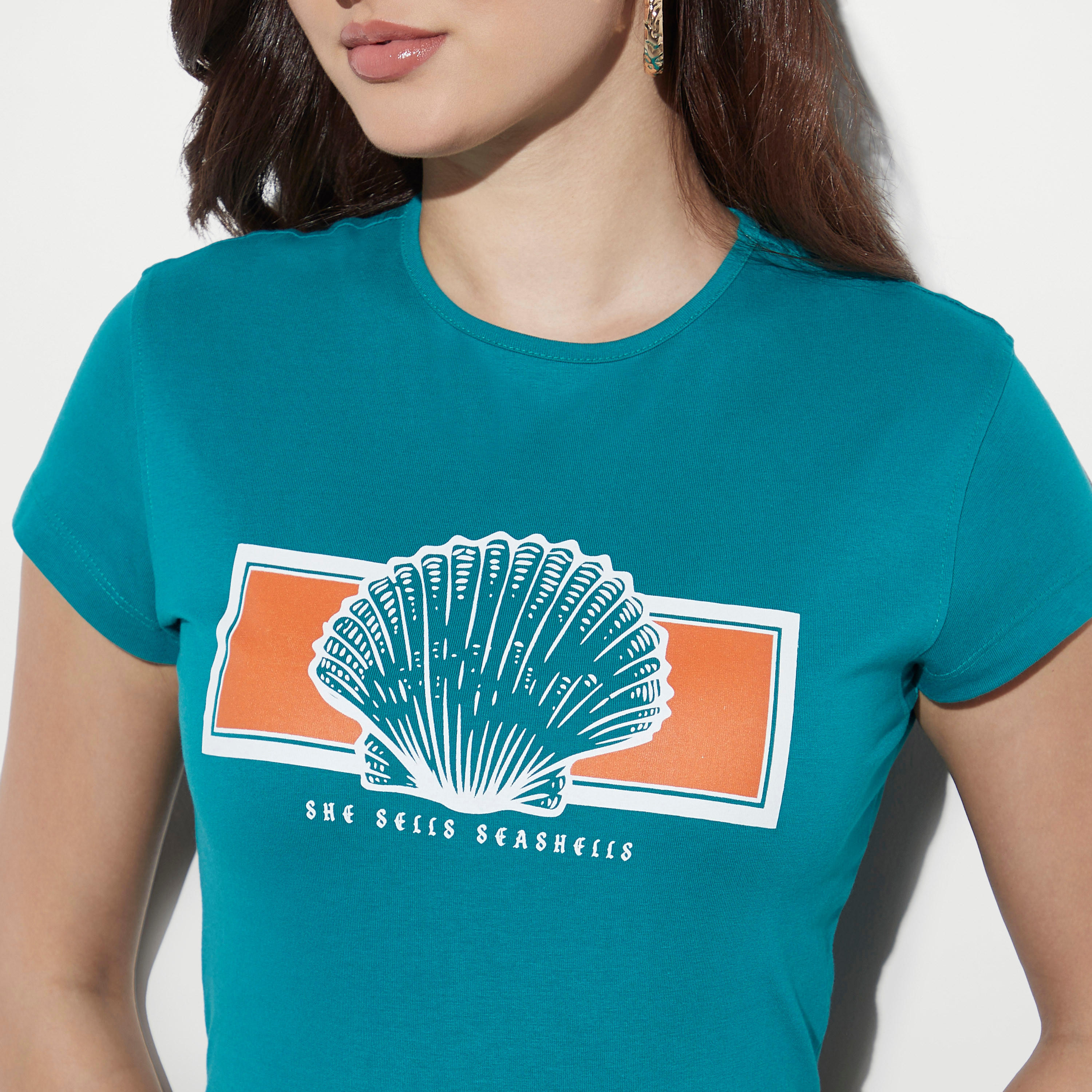 Printed Crew Neck T-shirt-women-clothing-tshirts-image-4