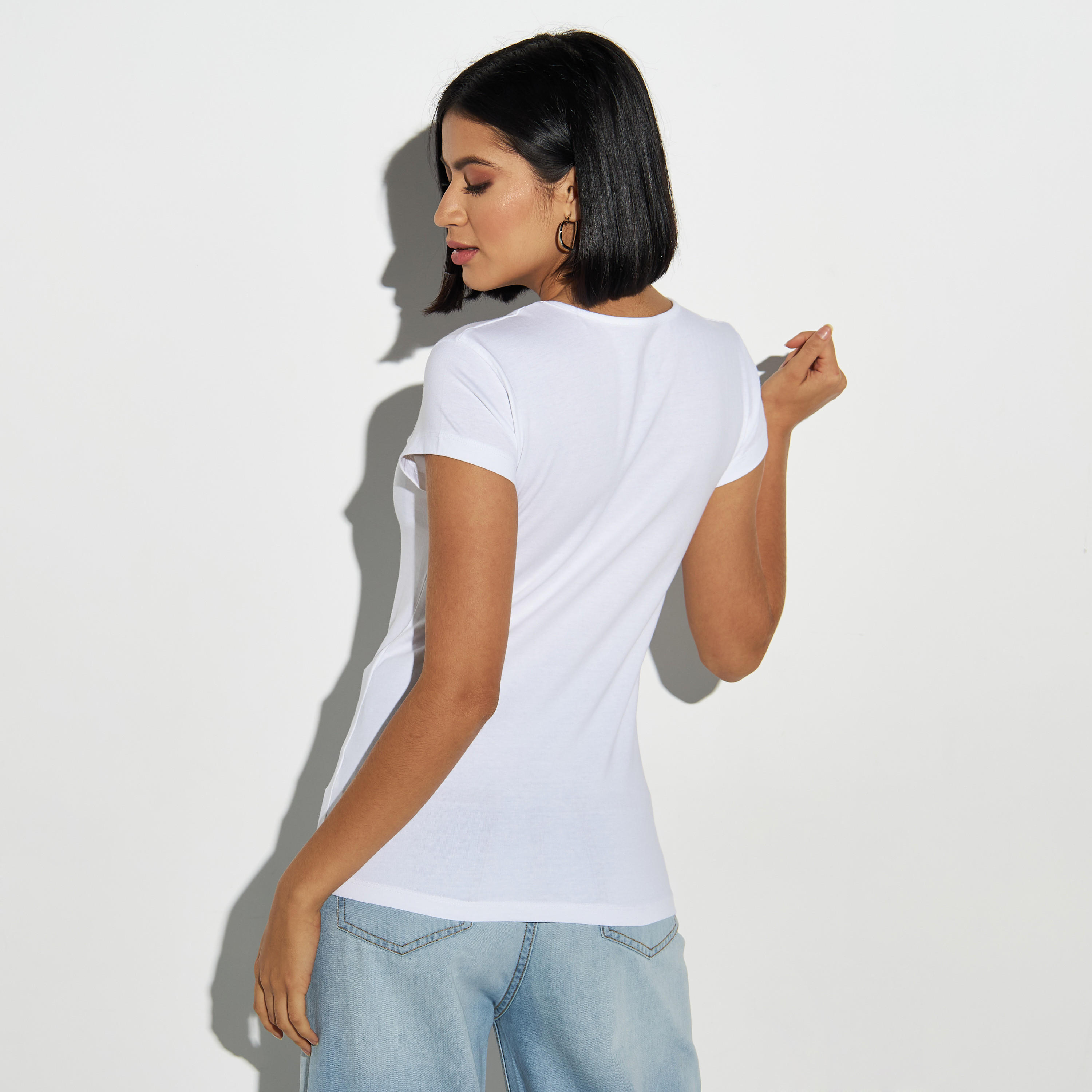 Graphic Print Crew Neck T-shirt with Cap Sleeves-women-clothing-tshirts-image-3