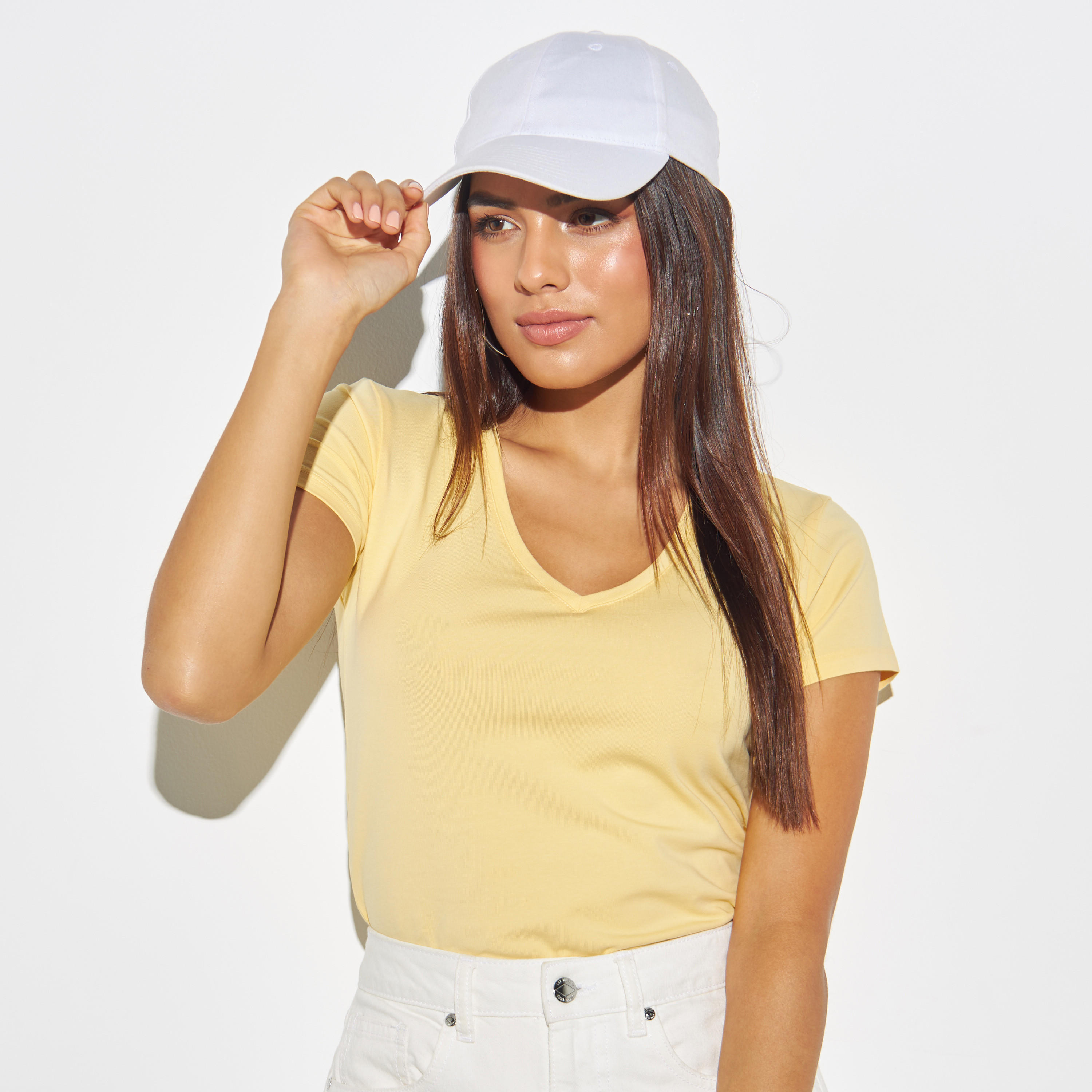 تيشيرت سادة بياقة V وأكمام قصيرة-women-clothing-tshirts-image-3