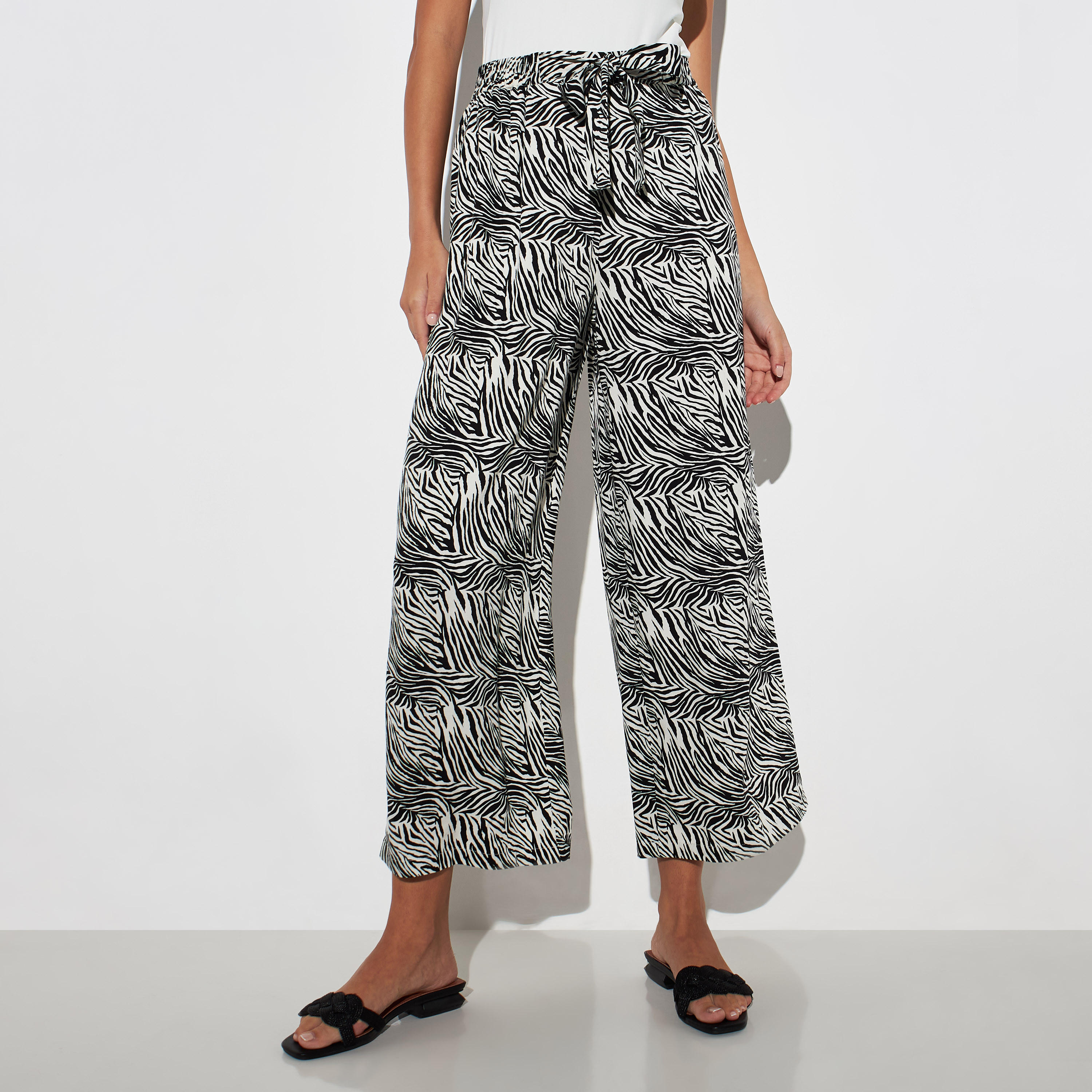 بنطلون بالازو بأربطة وطبعات-women-clothing-bottoms-trousers-image-1